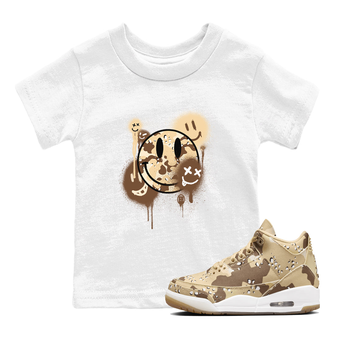Smile Painting snkmatch Tees Kids - Air Jordan 3 Desert Camo