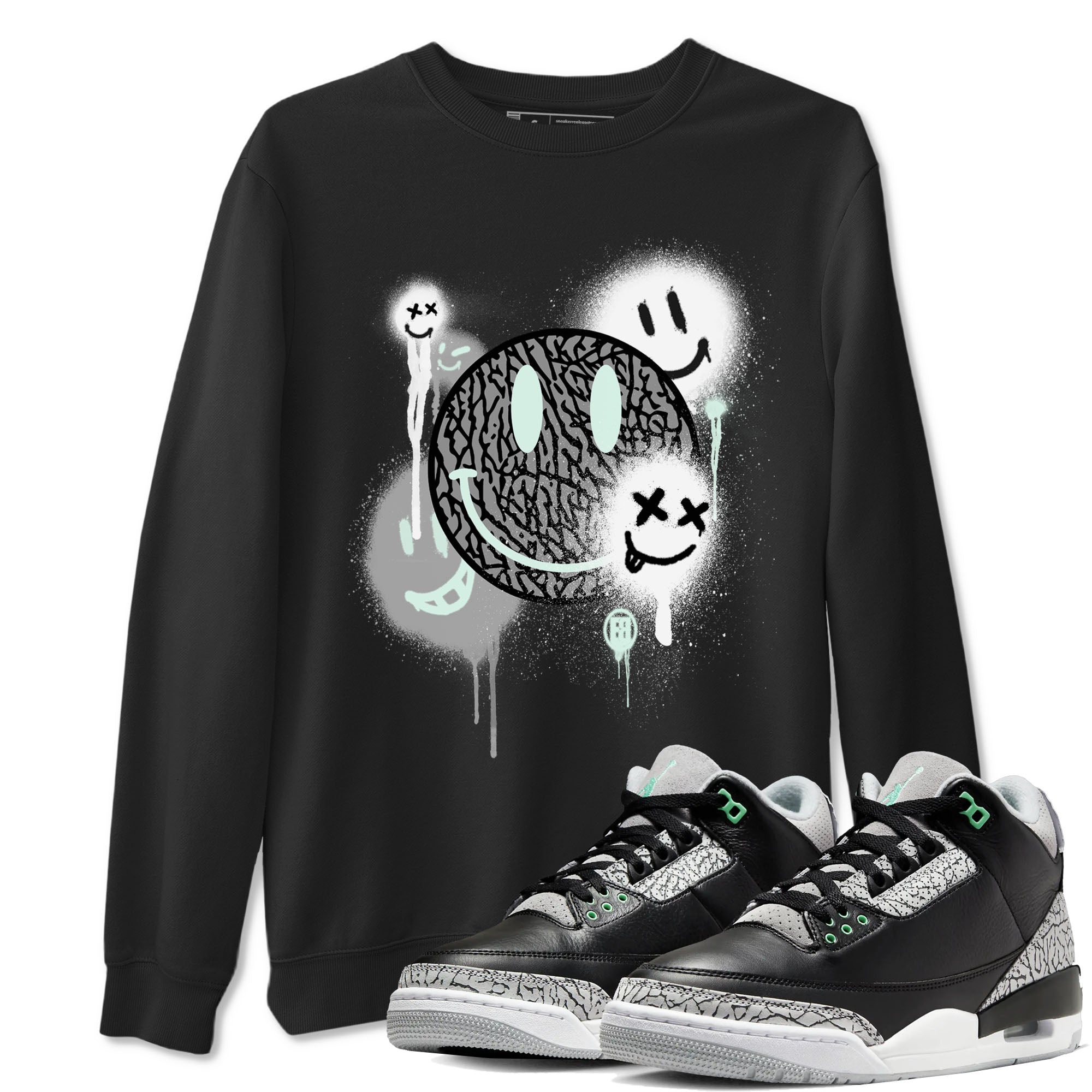 Smile Painting snkmatch Tees - Air Jordan 3 Green Glow