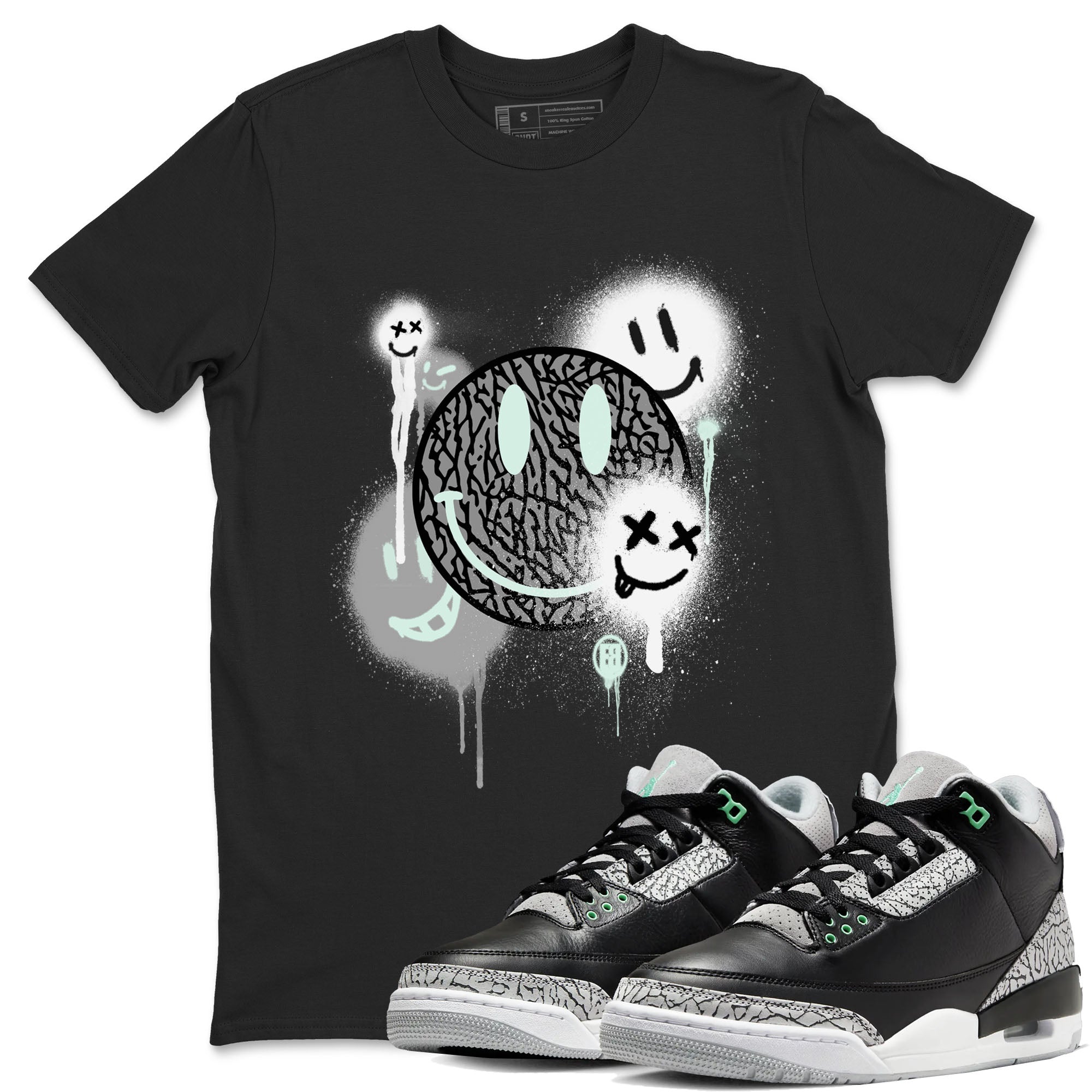 Smile Painting snkmatch Tees - Air Jordan 3 Green Glow