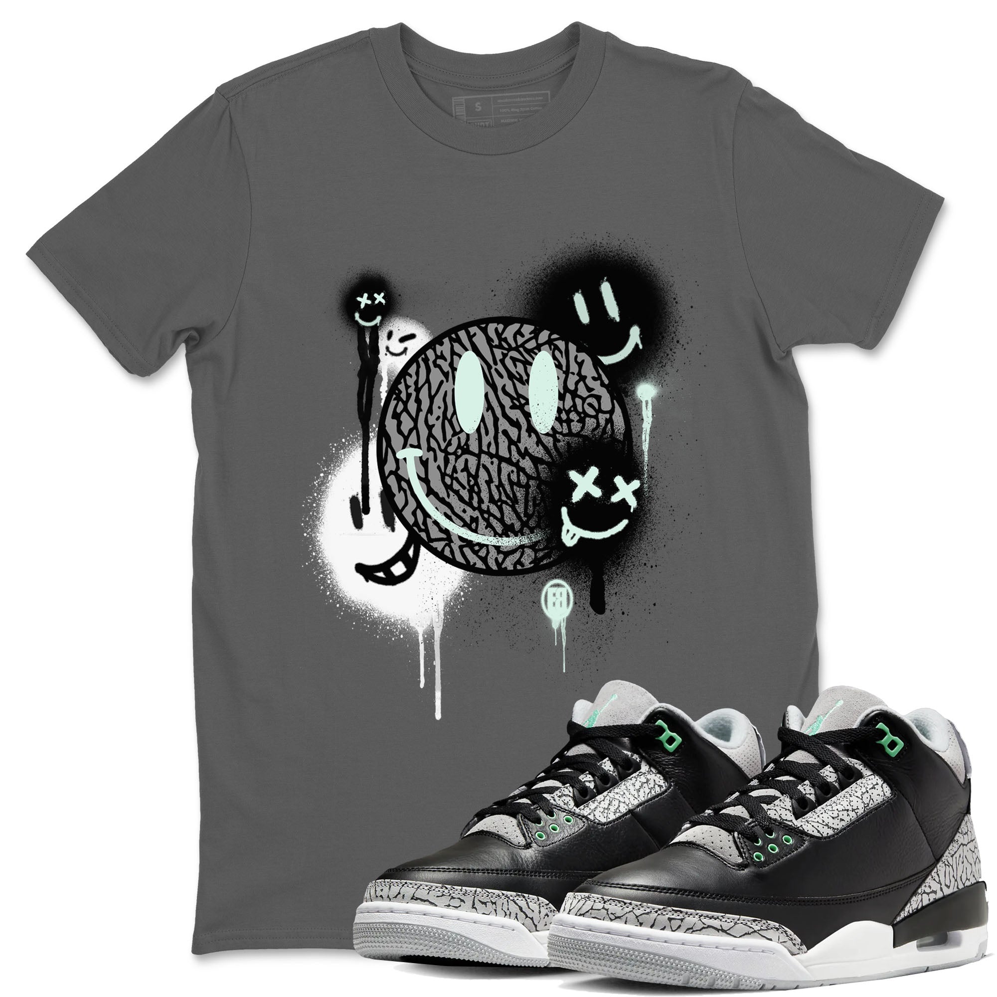 Smile Painting snkmatch Tees - Air Jordan 3 Green Glow