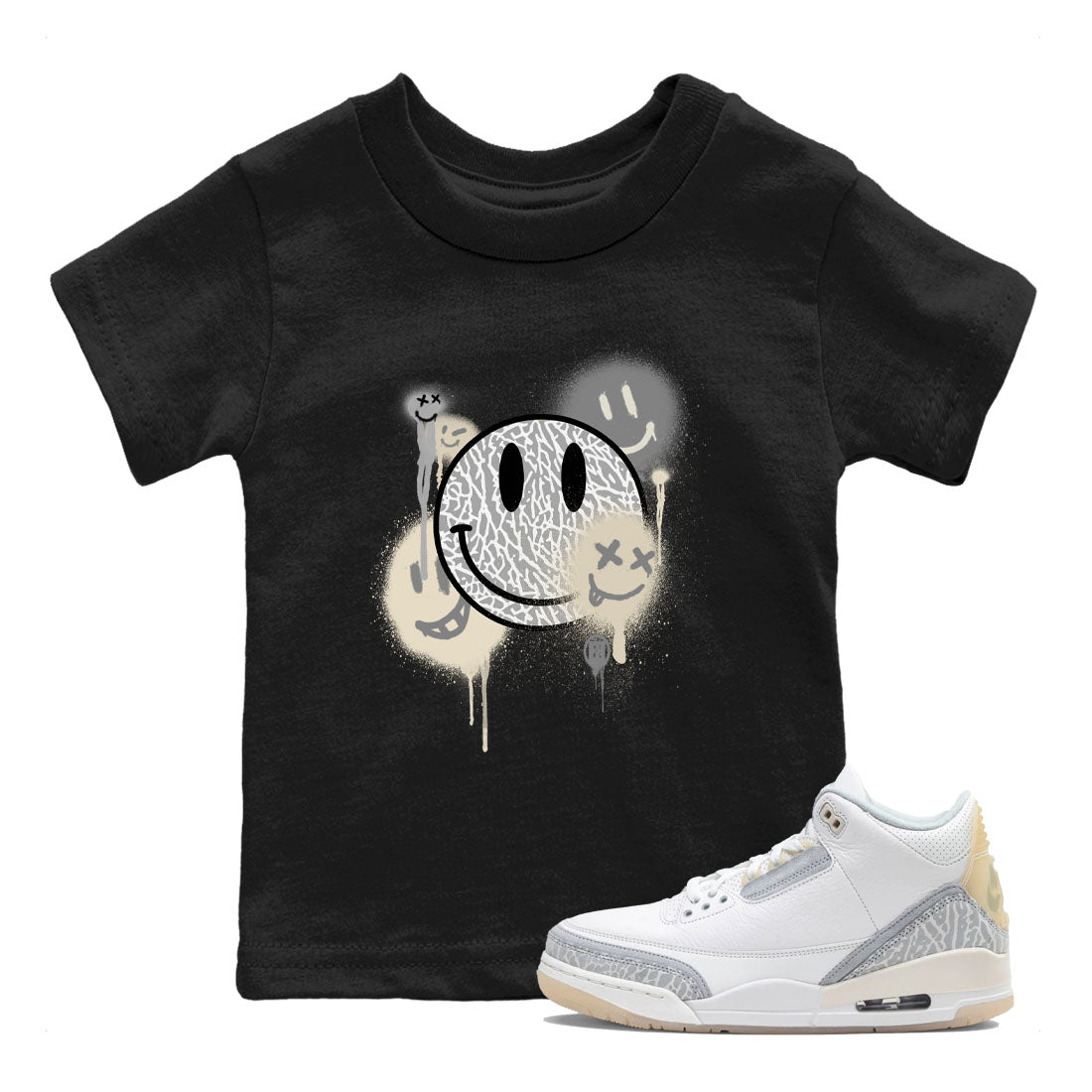 Smile Painting snkmatch Tees Kids - Air Jordan 3 Ivory