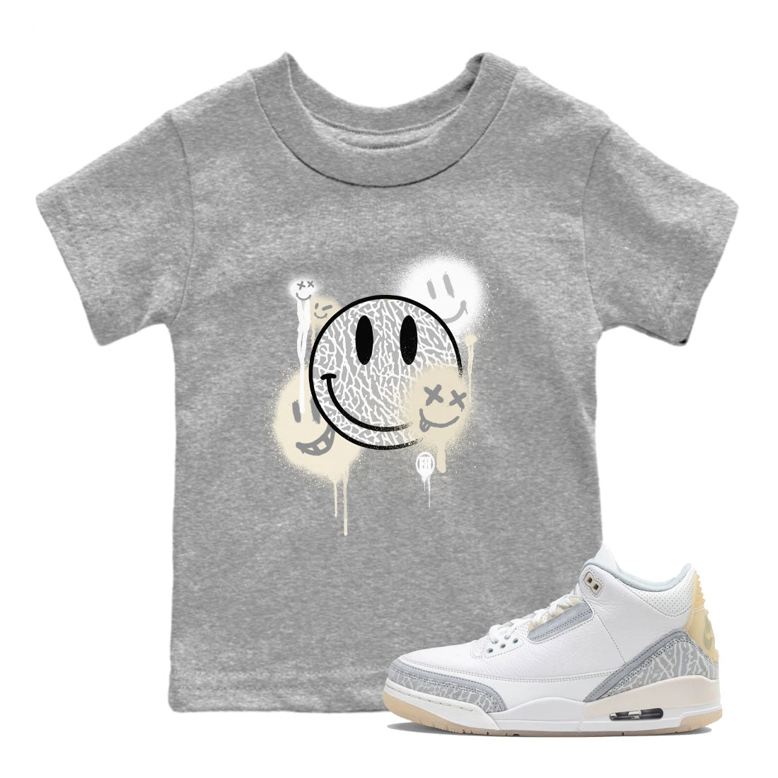 Smile Painting snkmatch Tees Kids - Air Jordan 3 Ivory