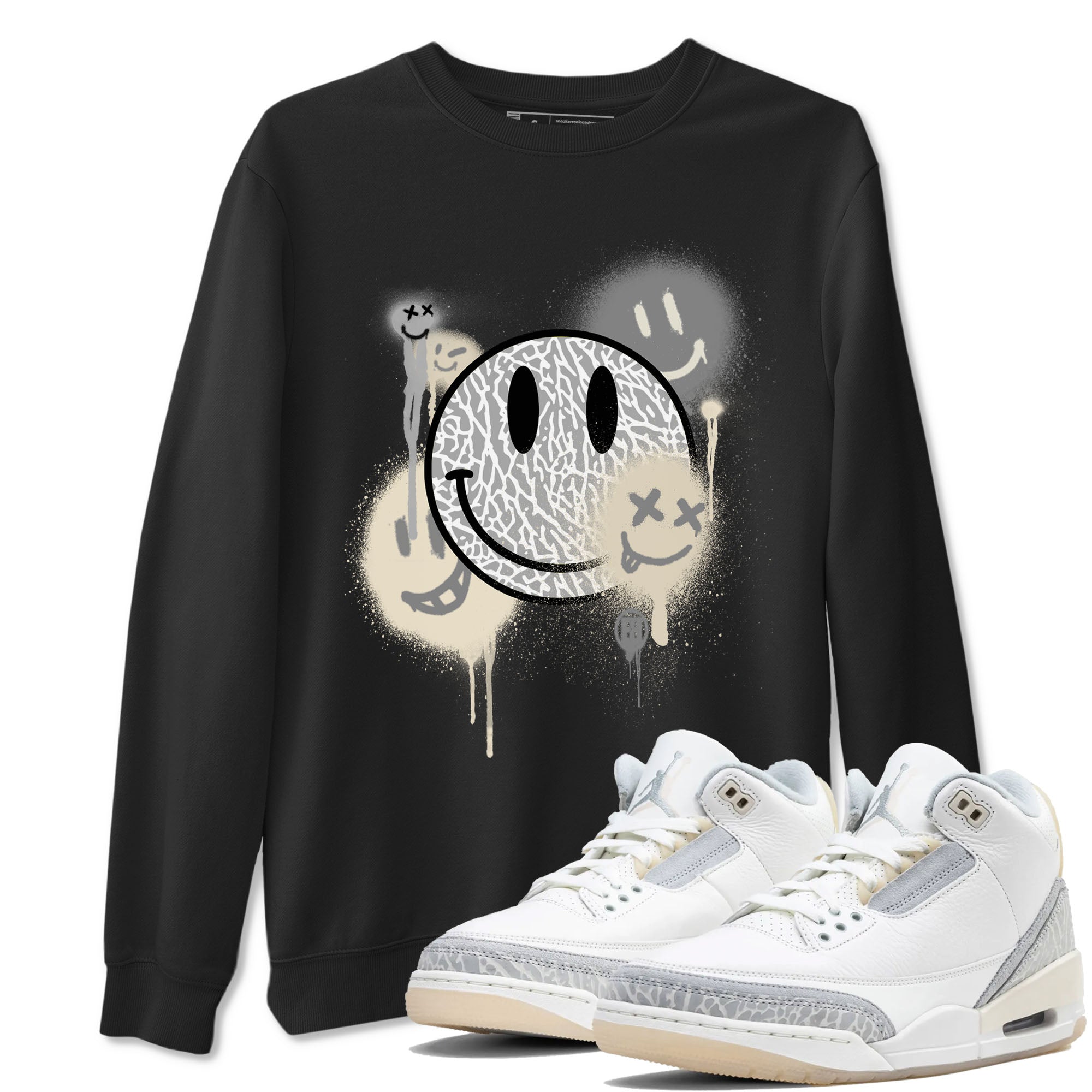 Smile Painting snkmatch Tees - Air Jordan 3 Ivory