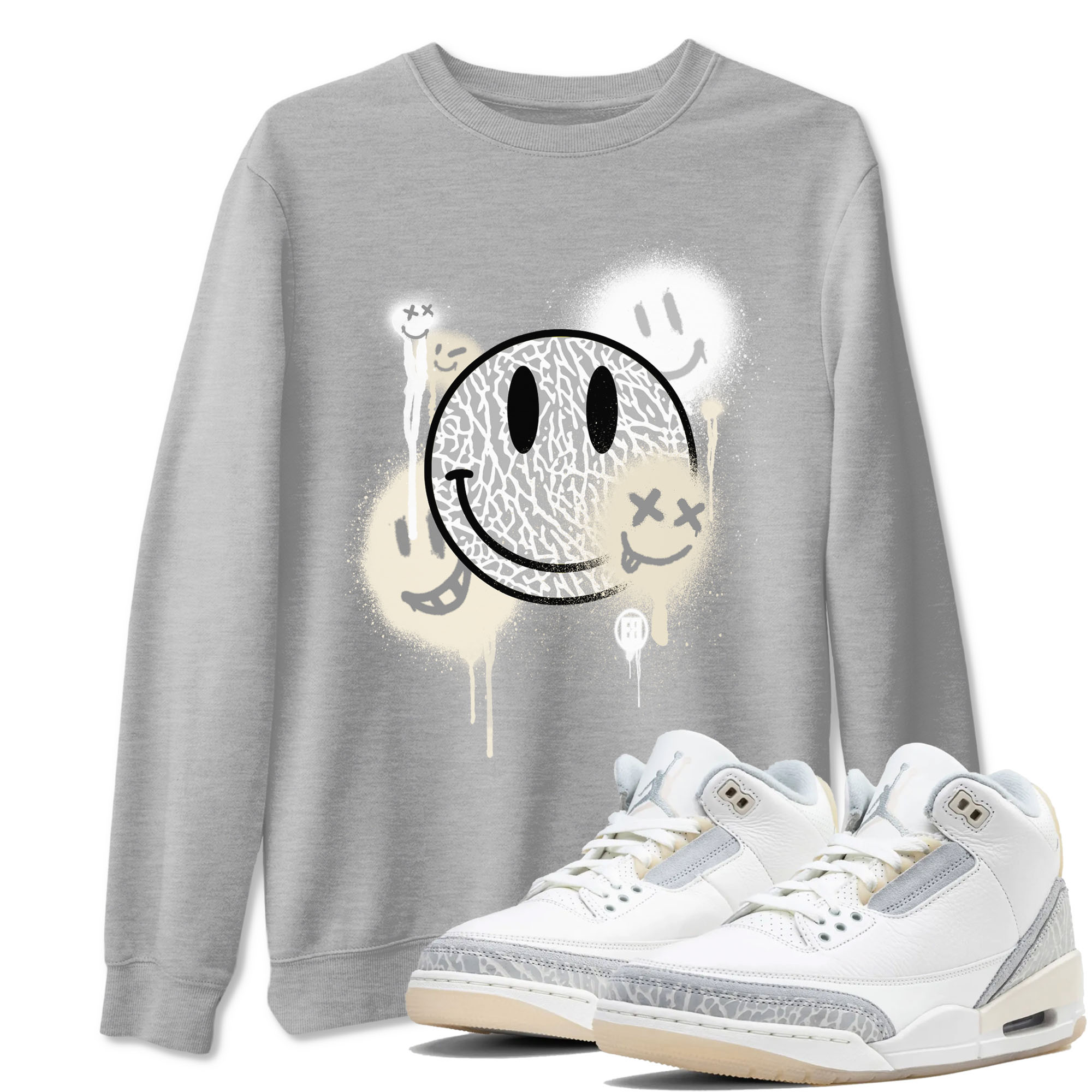 Smile Painting snkmatch Tees - Air Jordan 3 Ivory