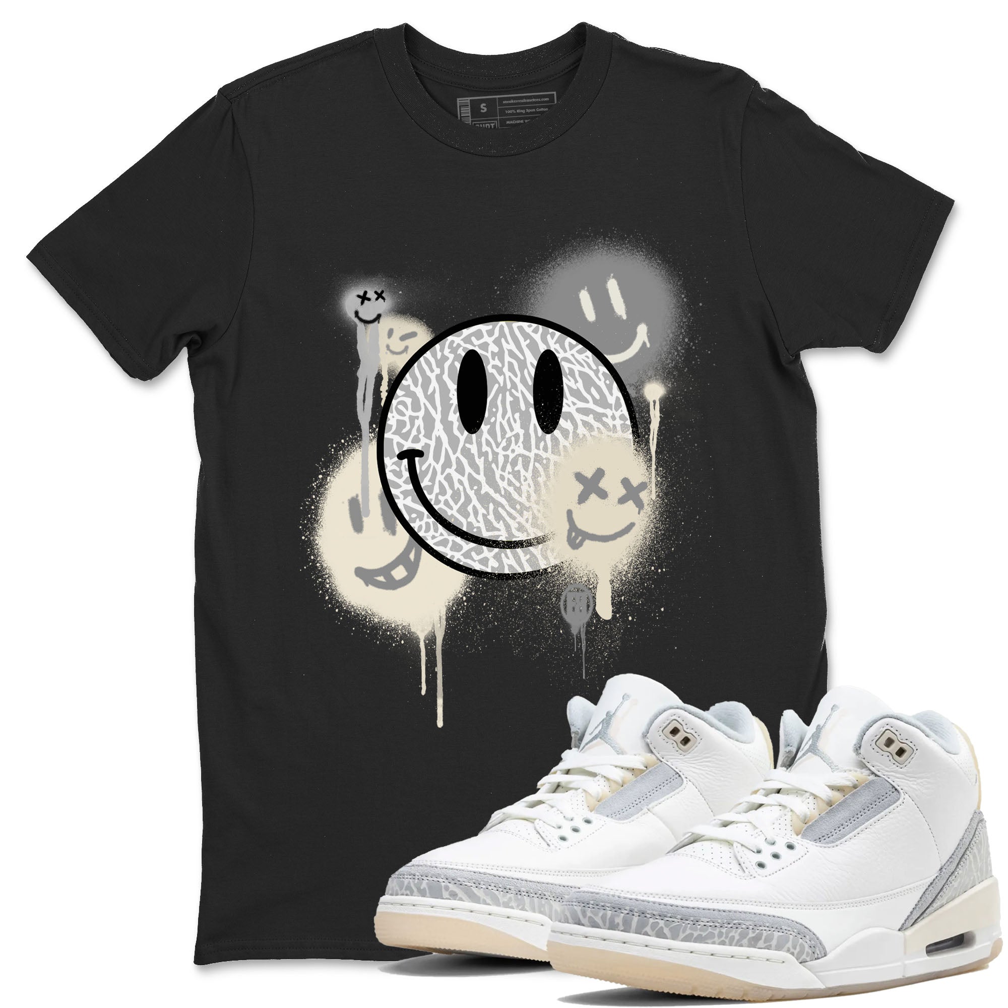 Smile Painting snkmatch Tees - Air Jordan 3 Ivory