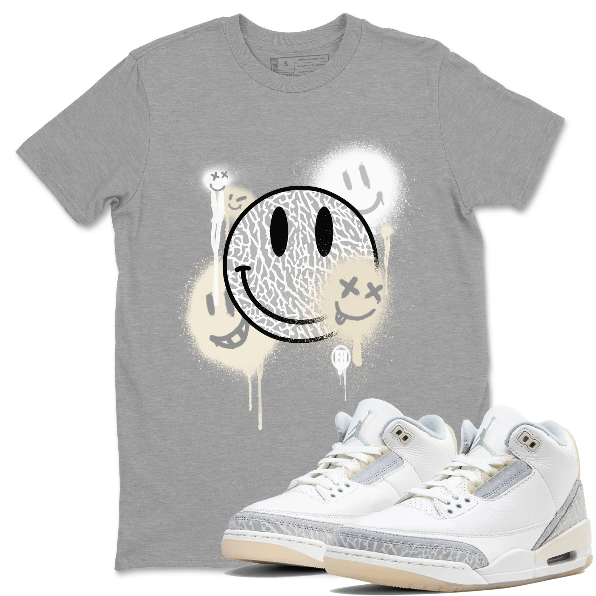 Smile Painting snkmatch Tees - Air Jordan 3 Ivory