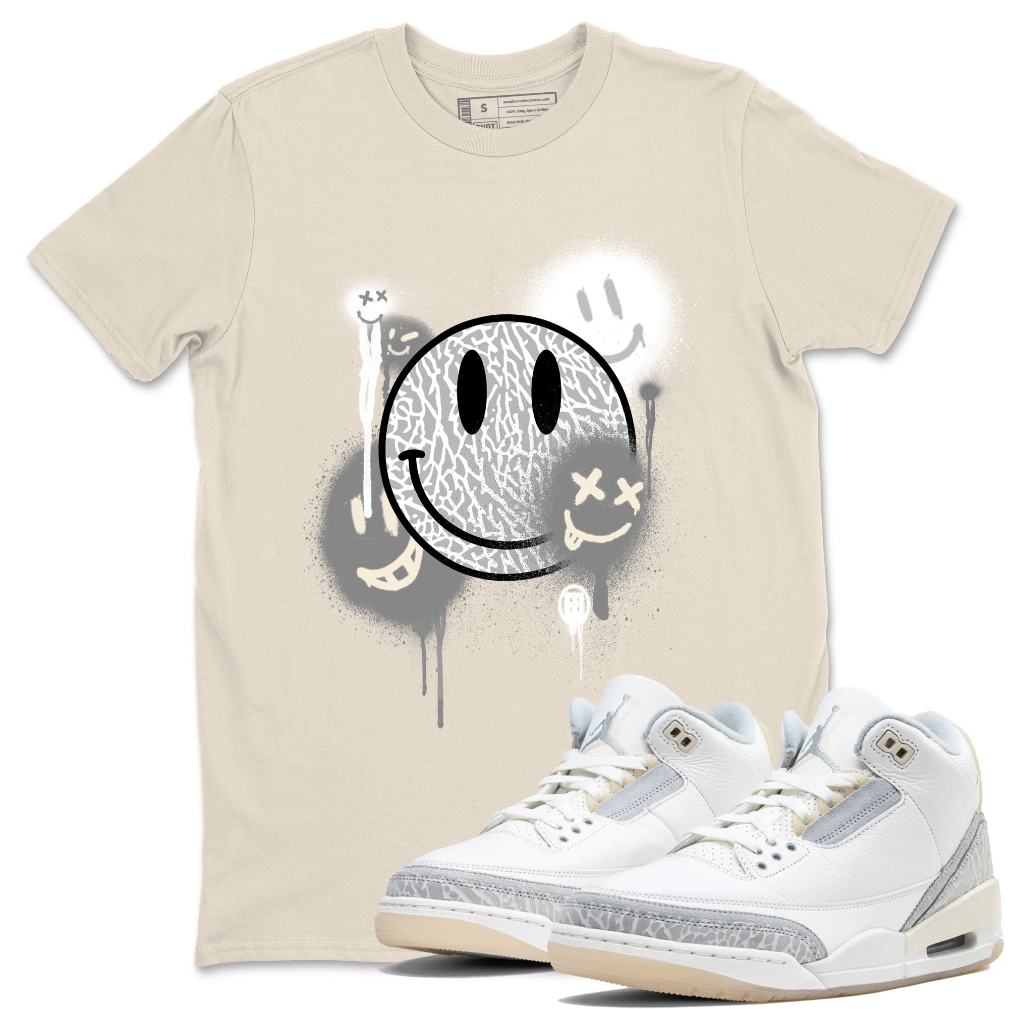Smile Painting snkmatch Tees - Air Jordan 3 Ivory