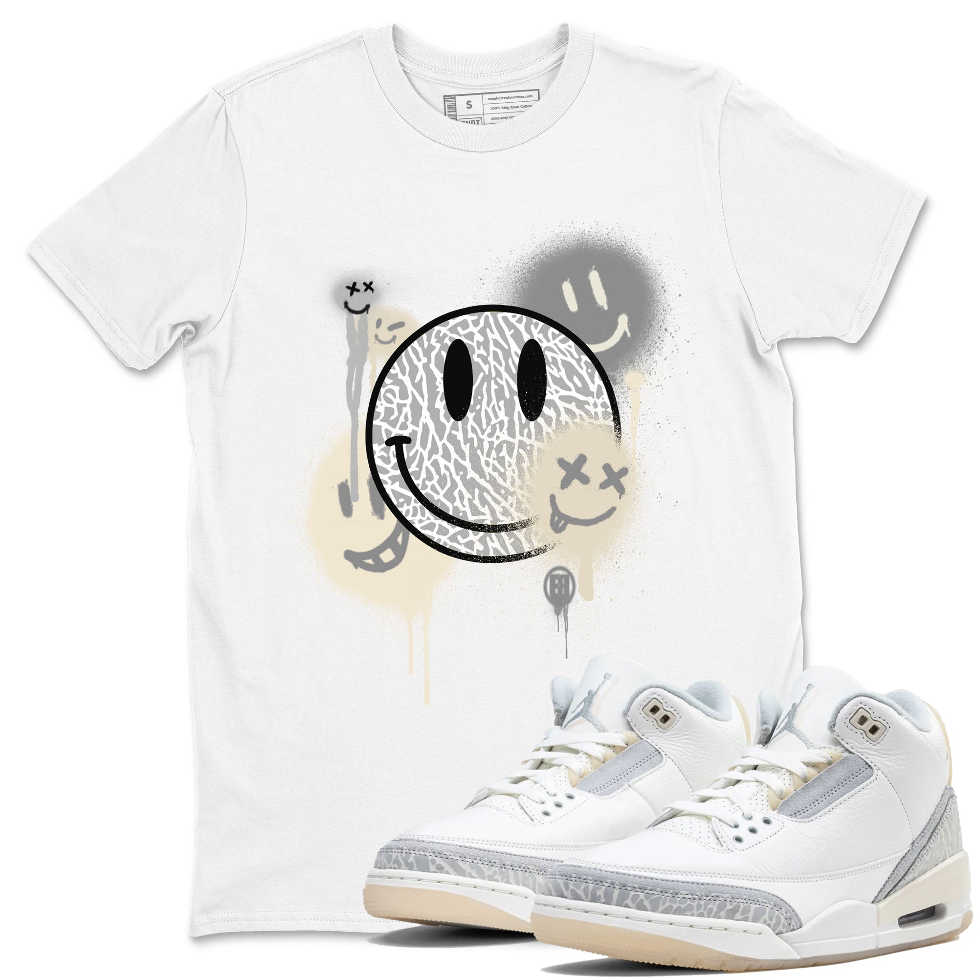 Smile Painting snkmatch Tees - Air Jordan 3 Ivory