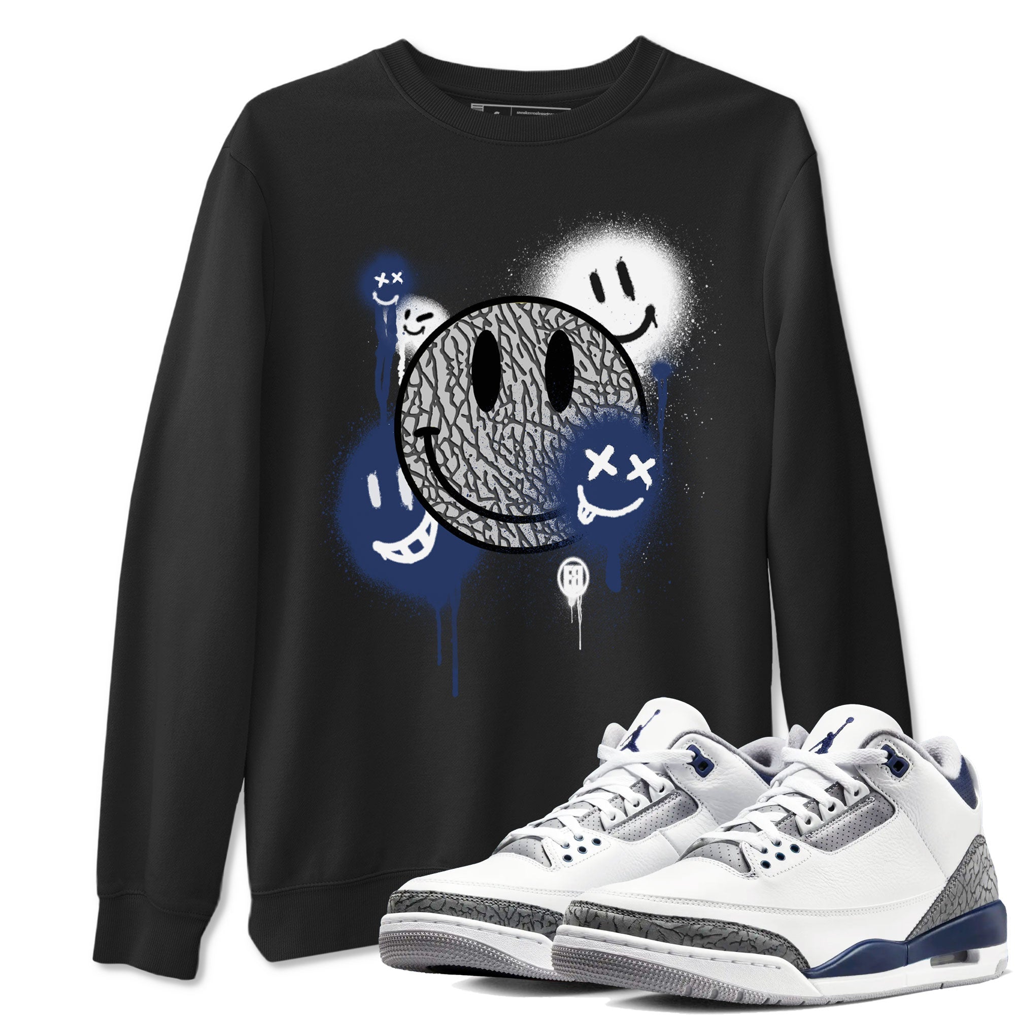Smile Painting snkmatch Tees - Air Jordan 3 Midnight Navy 2023