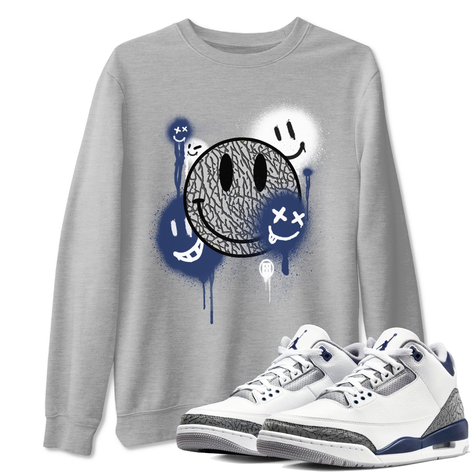 Smile Painting snkmatch Tees - Air Jordan 3 Midnight Navy 2023