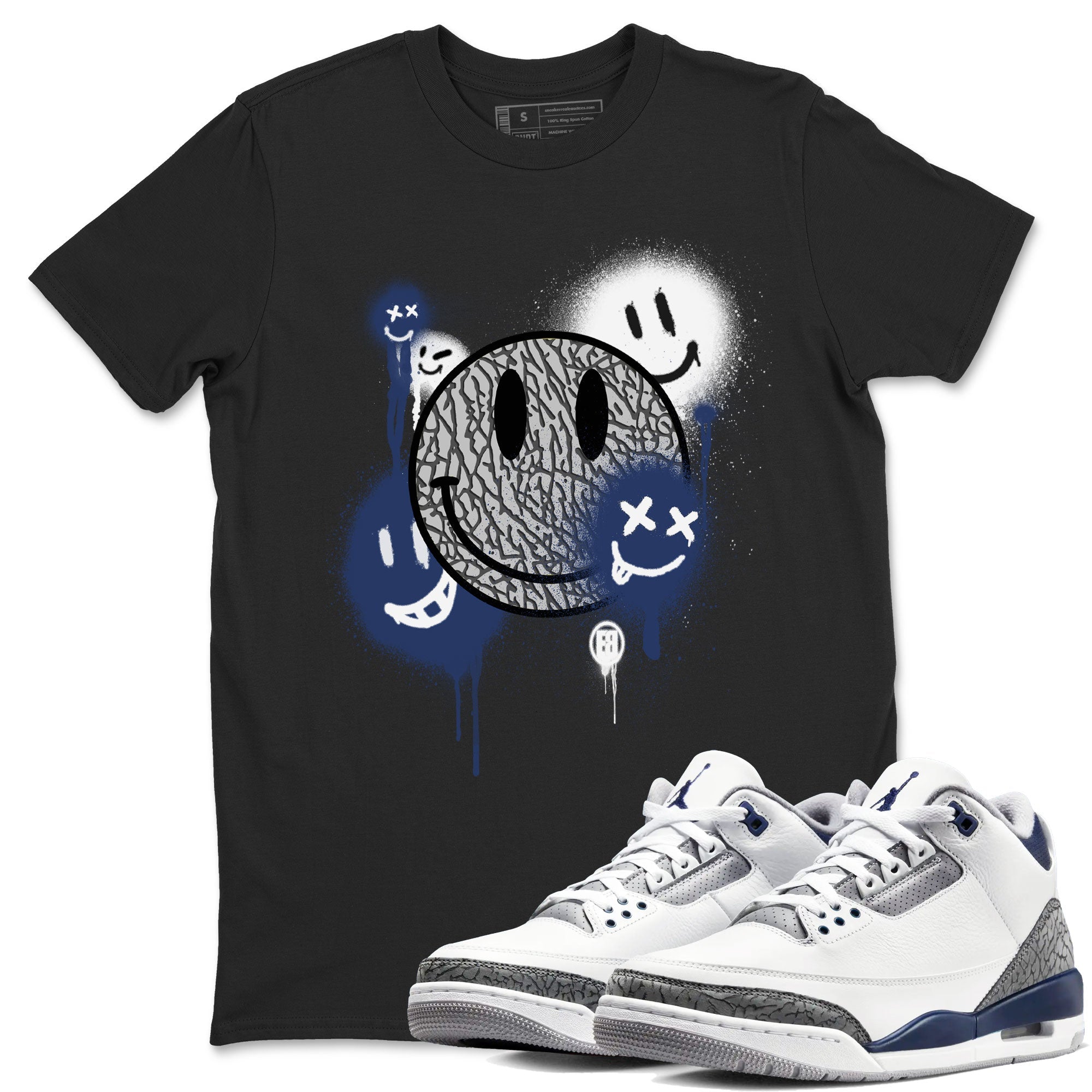 Smile Painting snkmatch Tees - Air Jordan 3 Midnight Navy 2023