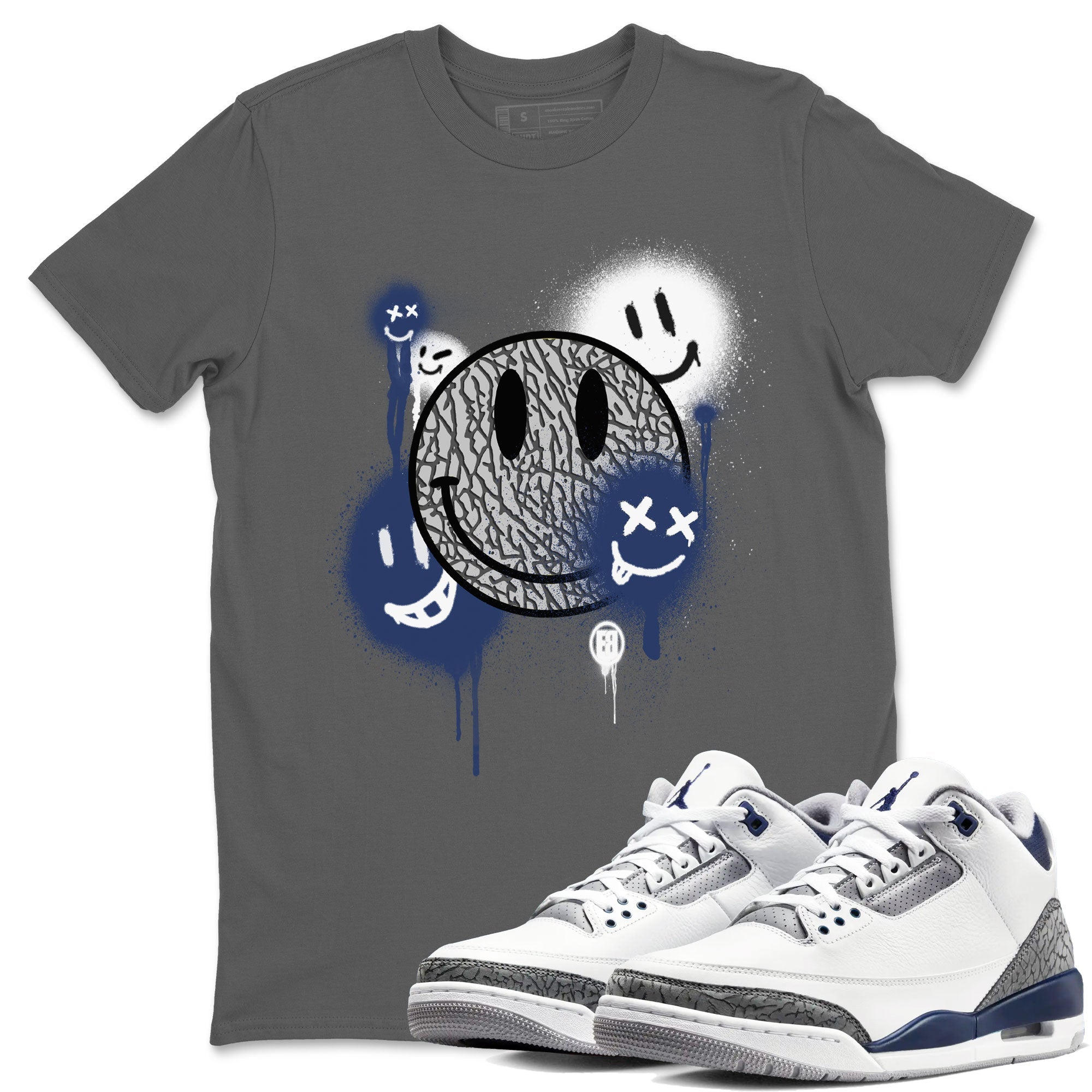 Smile Painting snkmatch Tees - Air Jordan 3 Midnight Navy 2023