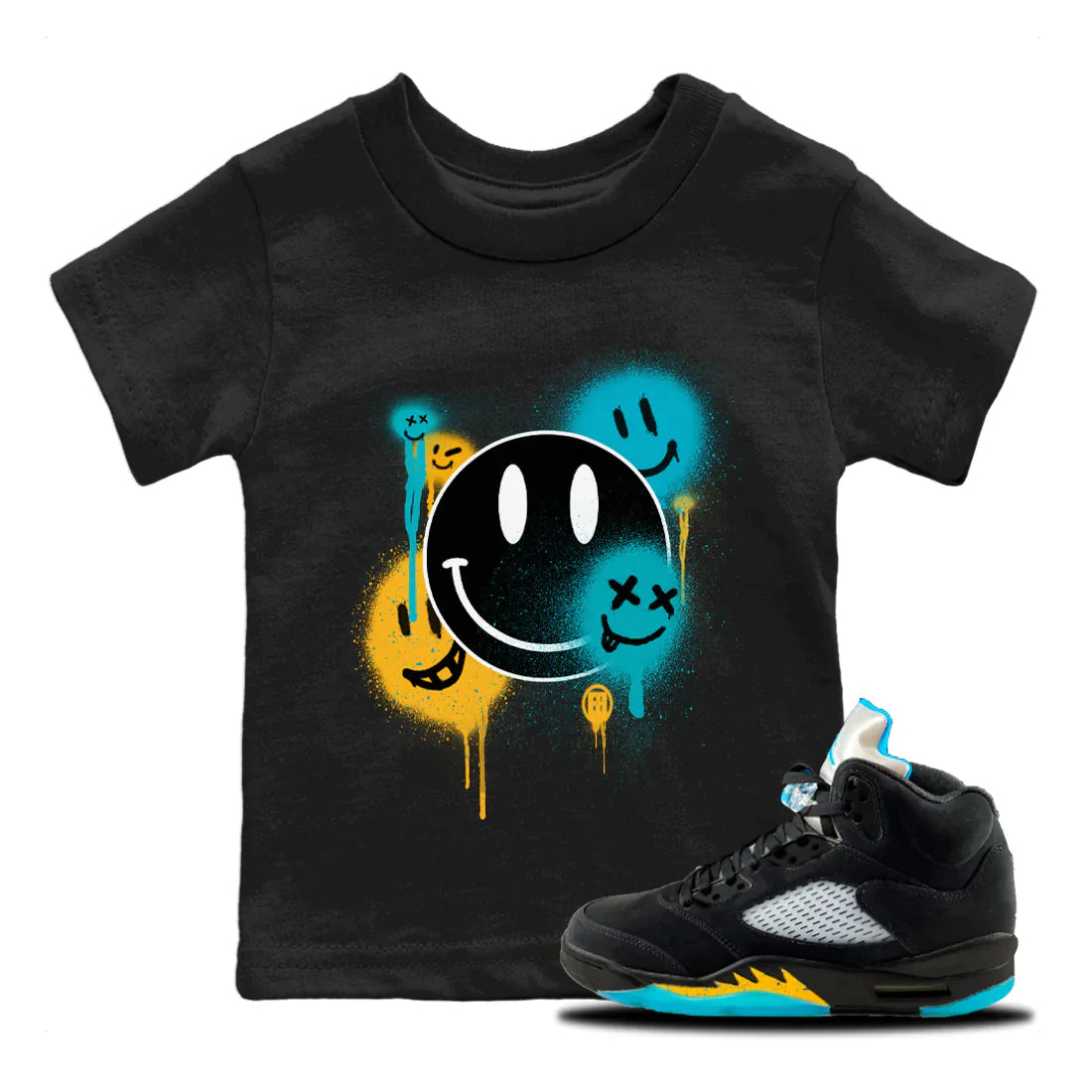 Smile Painting Kids Tops - Air Jordan 5 Aqua