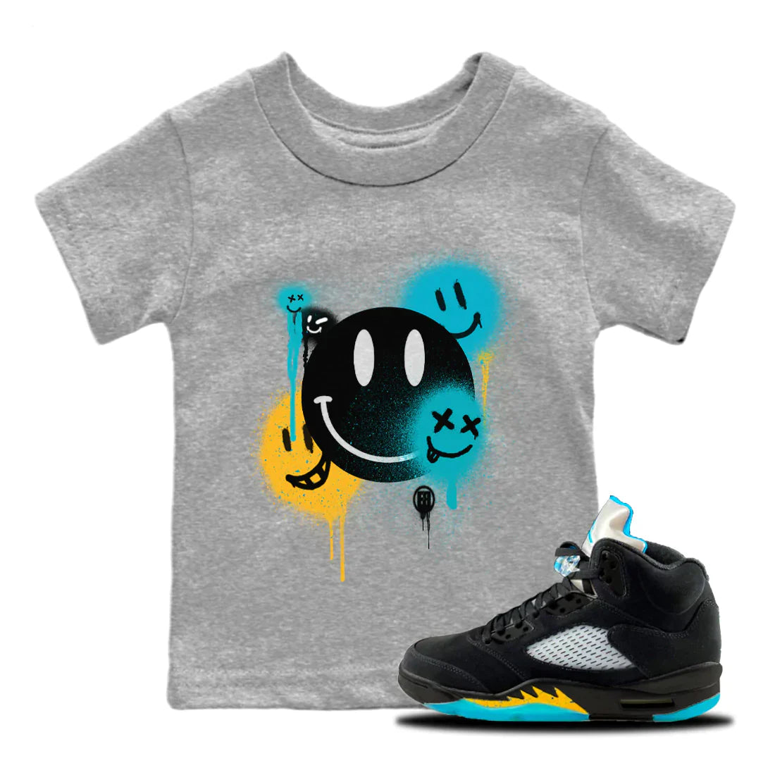 Smile Painting Kids Tops - Air Jordan 5 Aqua