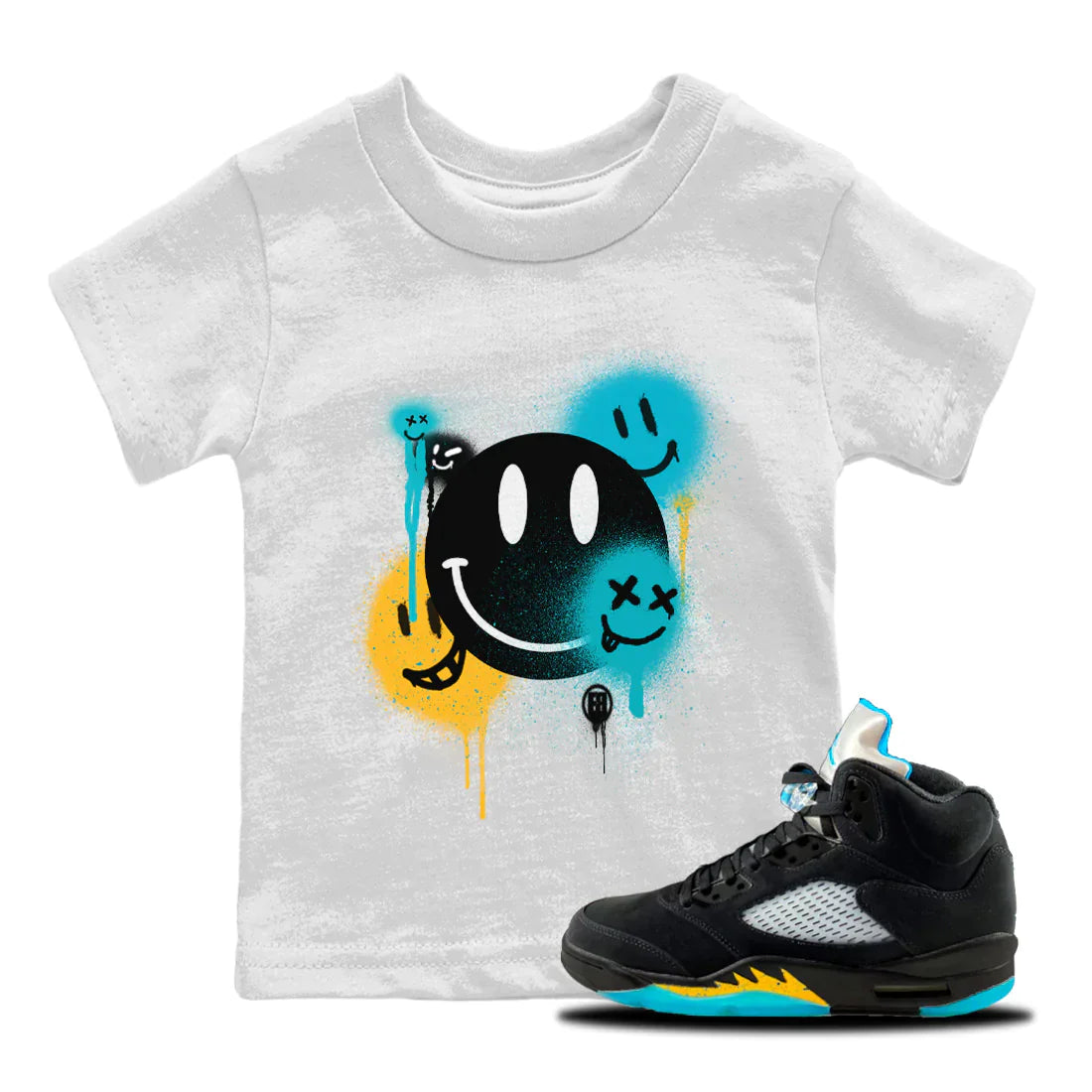 Smile Painting Kids Tops - Air Jordan 5 Aqua
