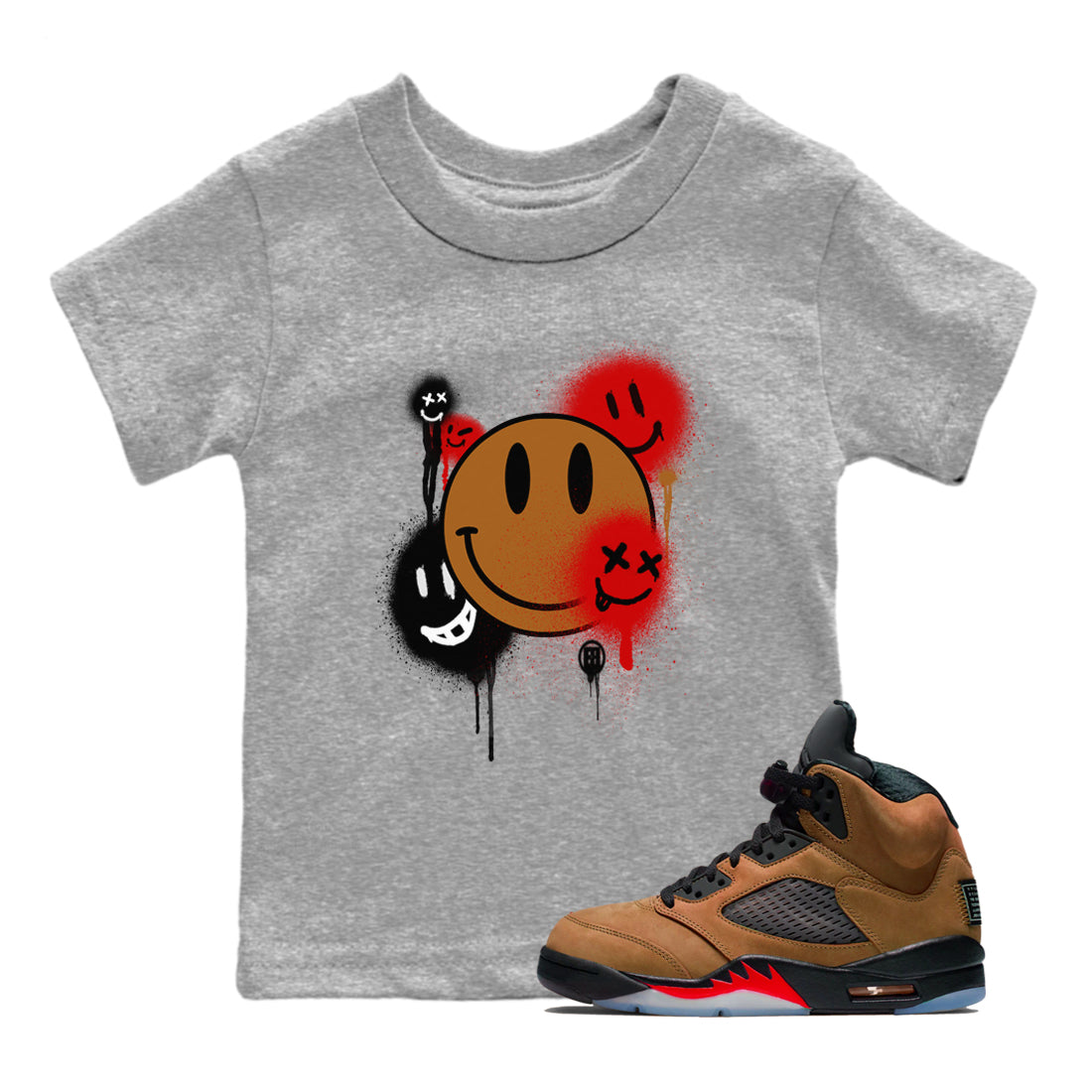 Smile Painting snkmatch Tees Kids - Air Jordan 5 Archaeo Brown