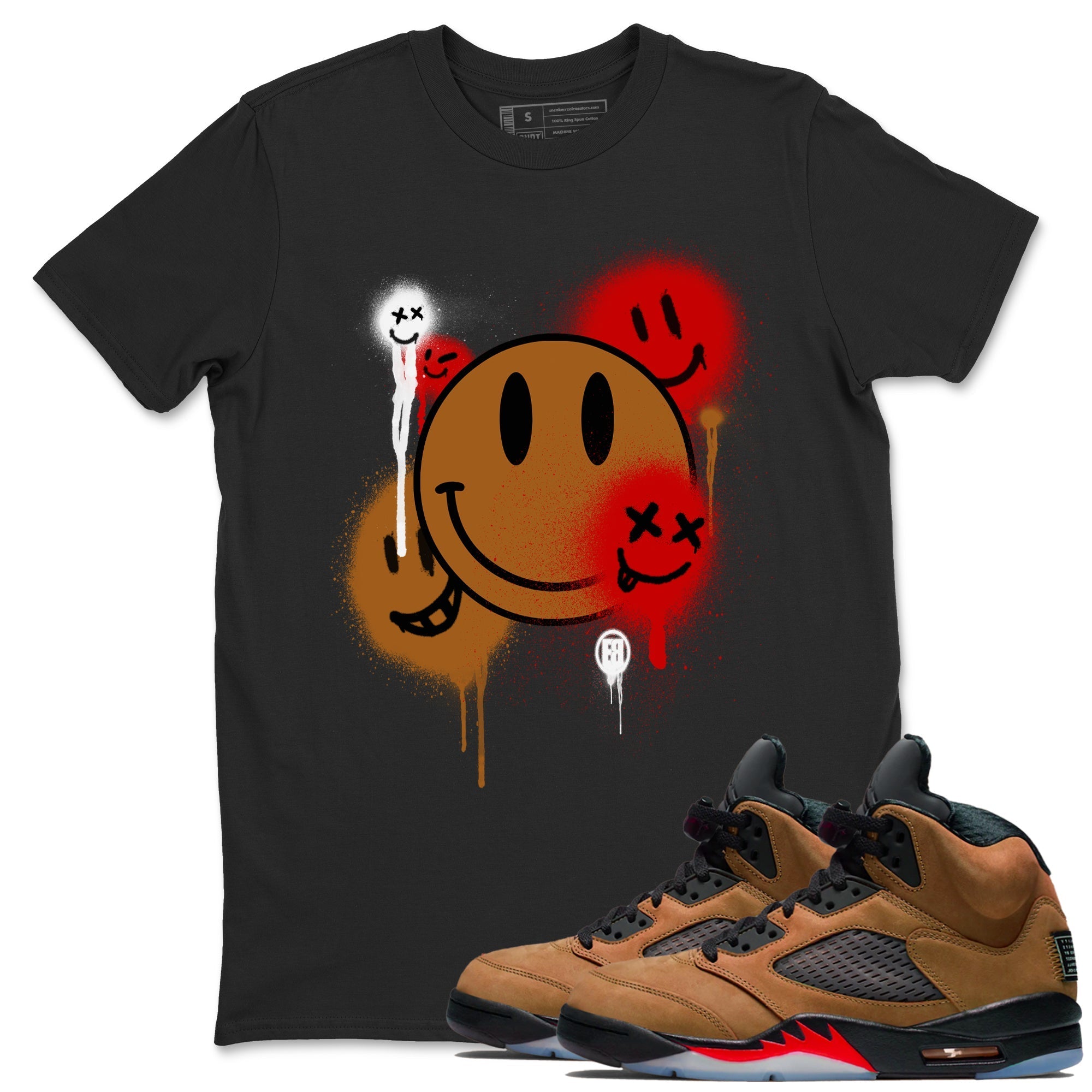 Smile Painting snkmatch Tees - Air Jordan 5 Archaeo Brown