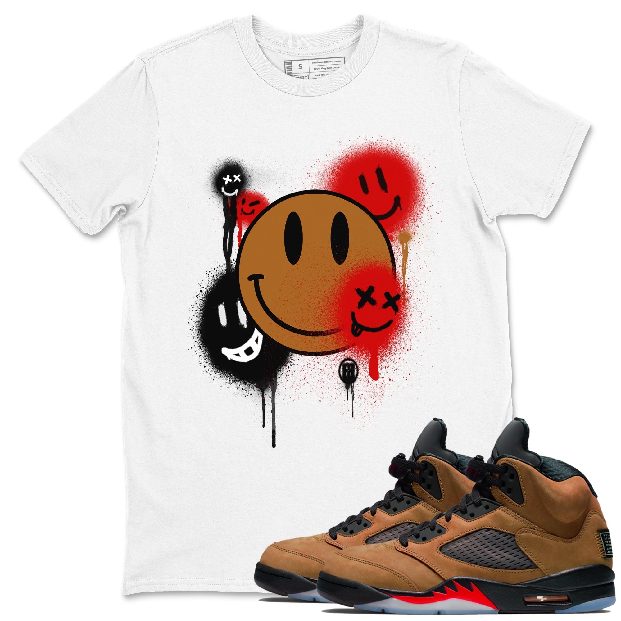 Smile Painting snkmatch Tees - Air Jordan 5 Archaeo Brown