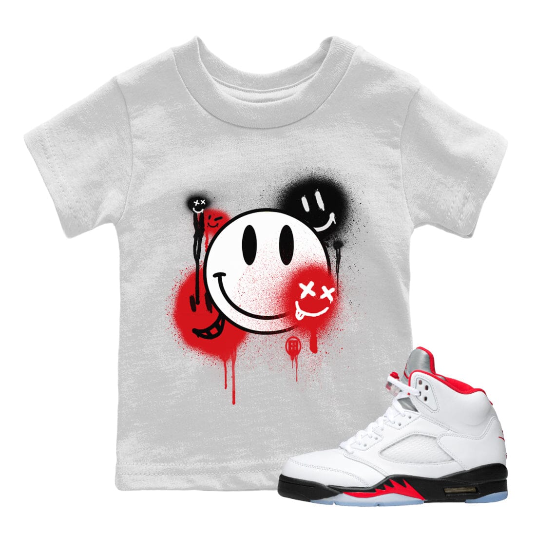 Smile Painting Kids Tops - Air Jordan 5 Fire Red