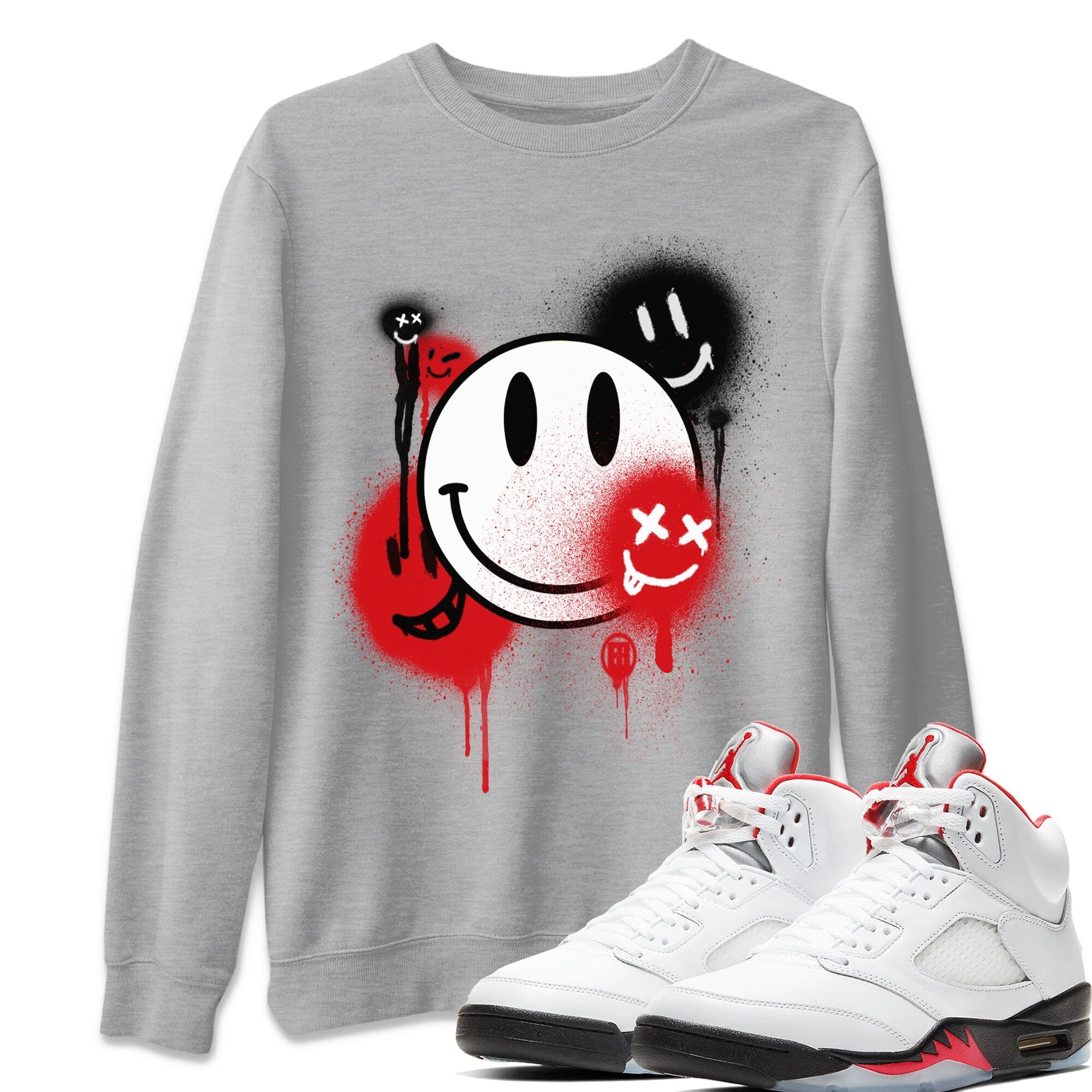 Smile Painting Unisex Tops - Air Jordan 5 Fire Red