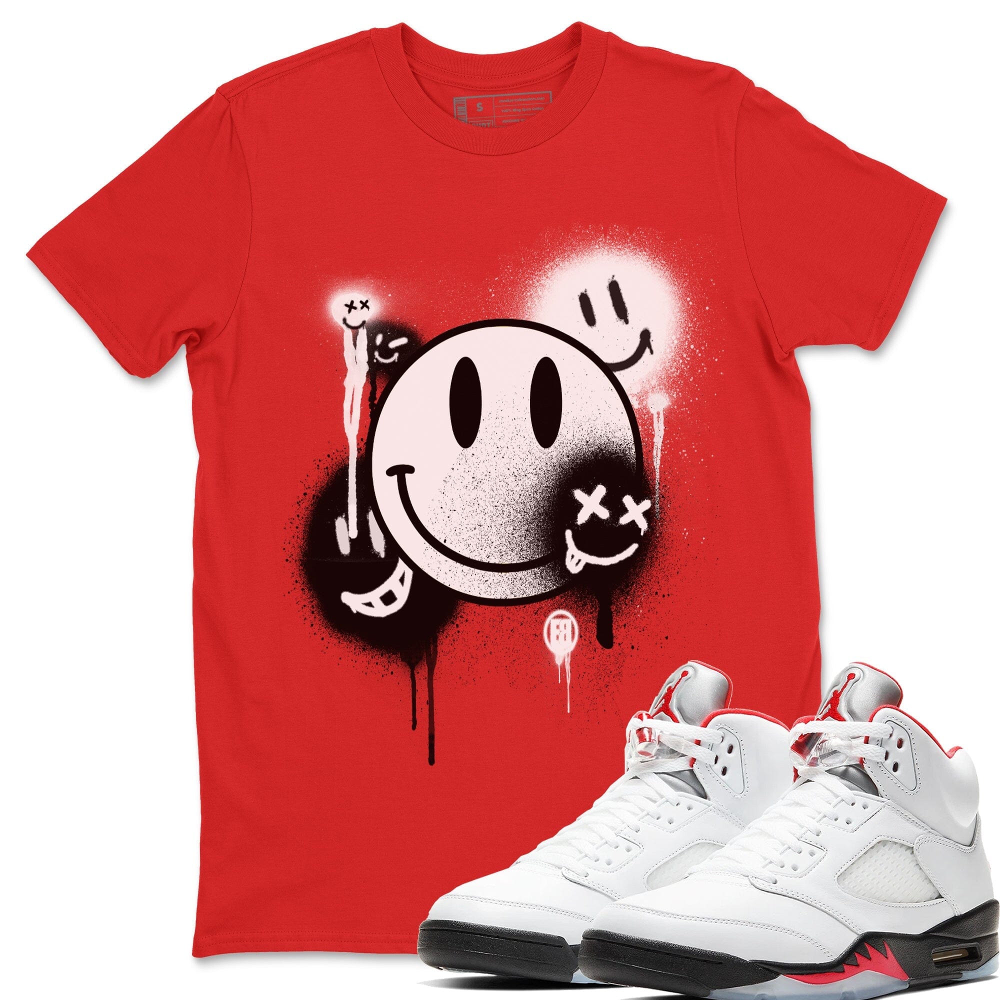 Smile Painting Unisex Tops - Air Jordan 5 Fire Red
