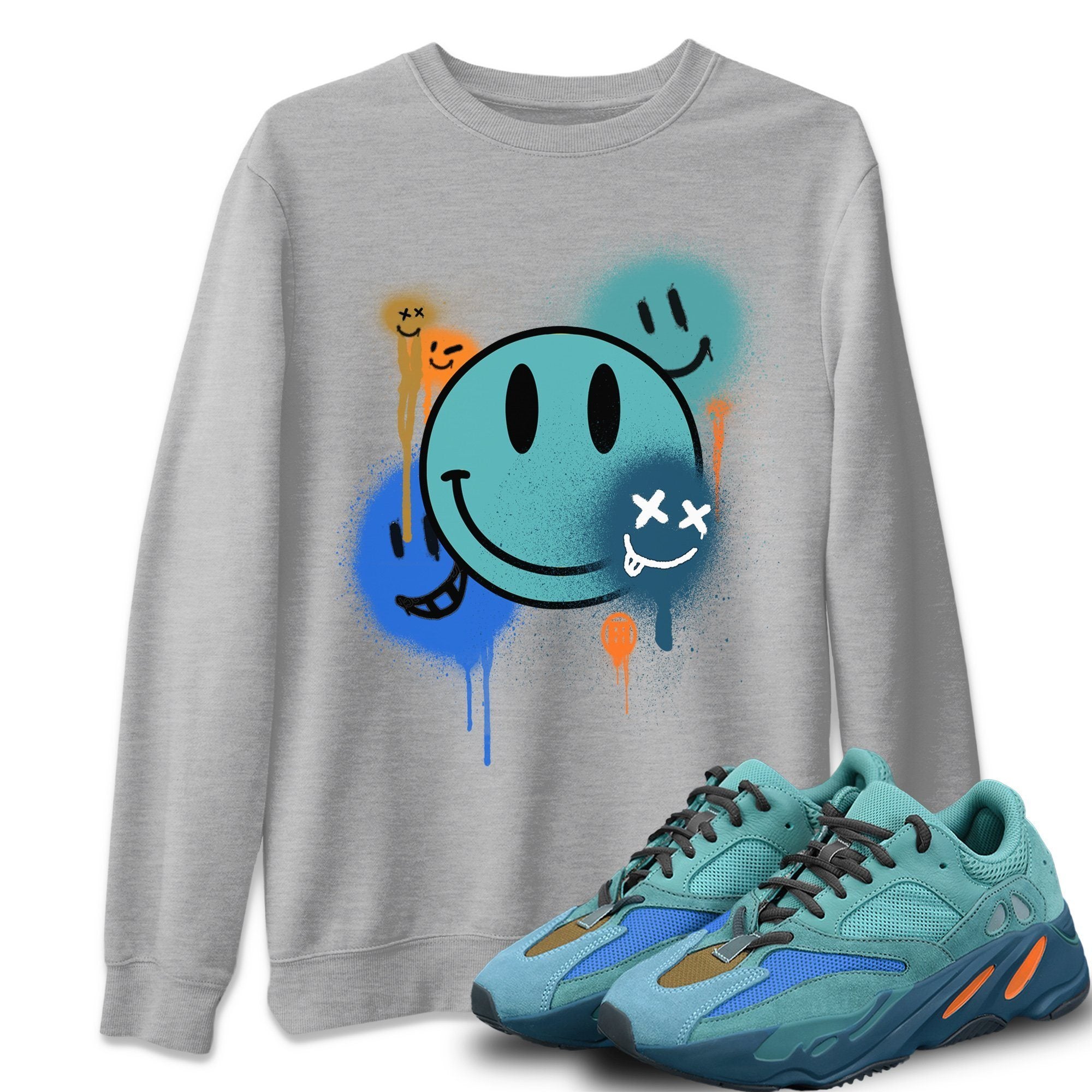 Smile Painting Unisex Tops - Yeezy 700 Faded Azure