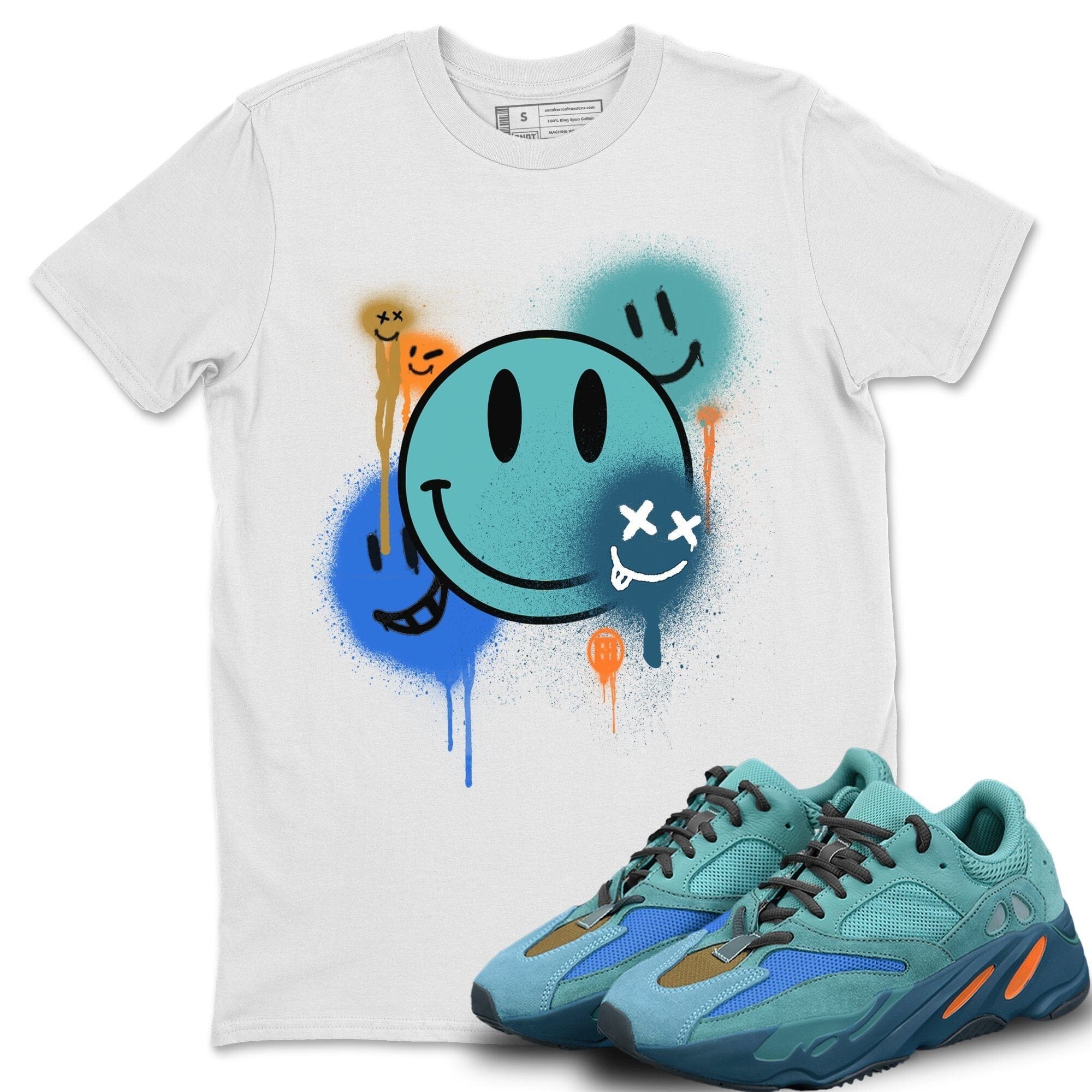 Smile Painting Unisex Tops - Yeezy 700 Faded Azure