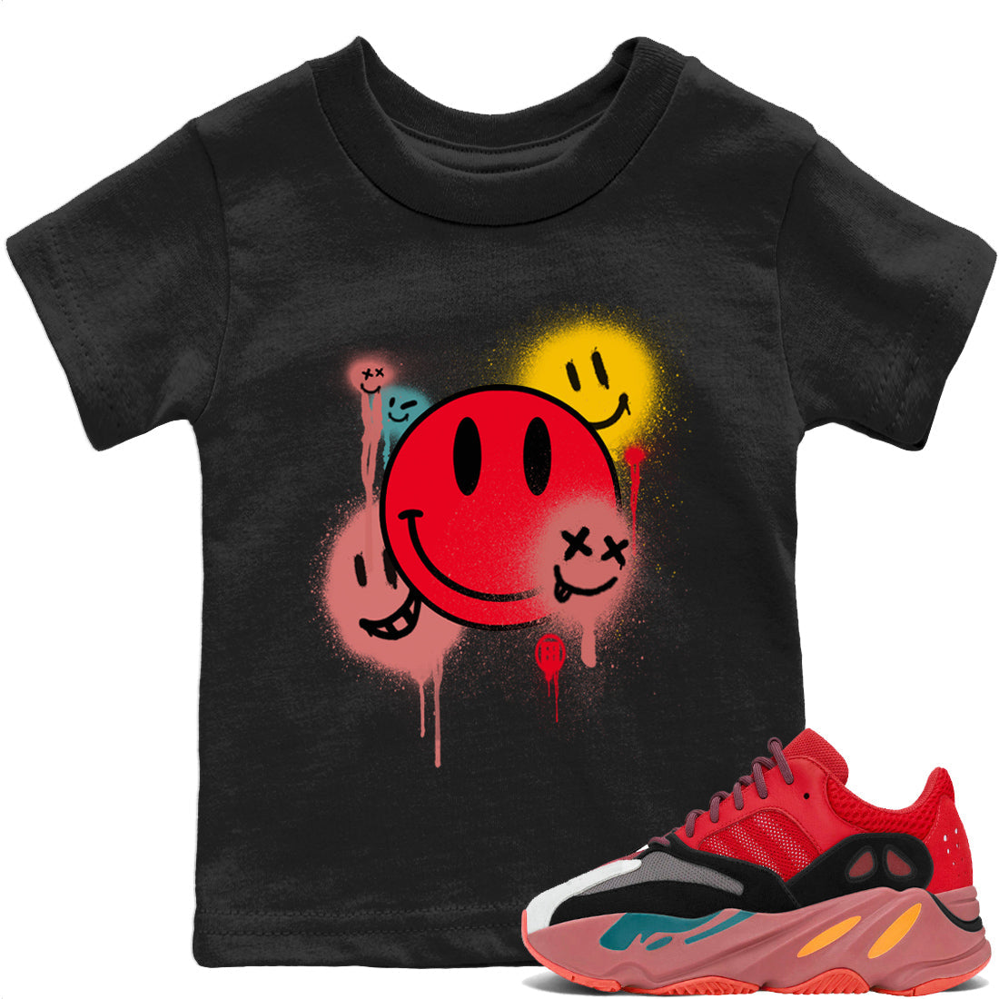 Smile Painting Kids Tops - Yeezy 700 Hi-Res Red