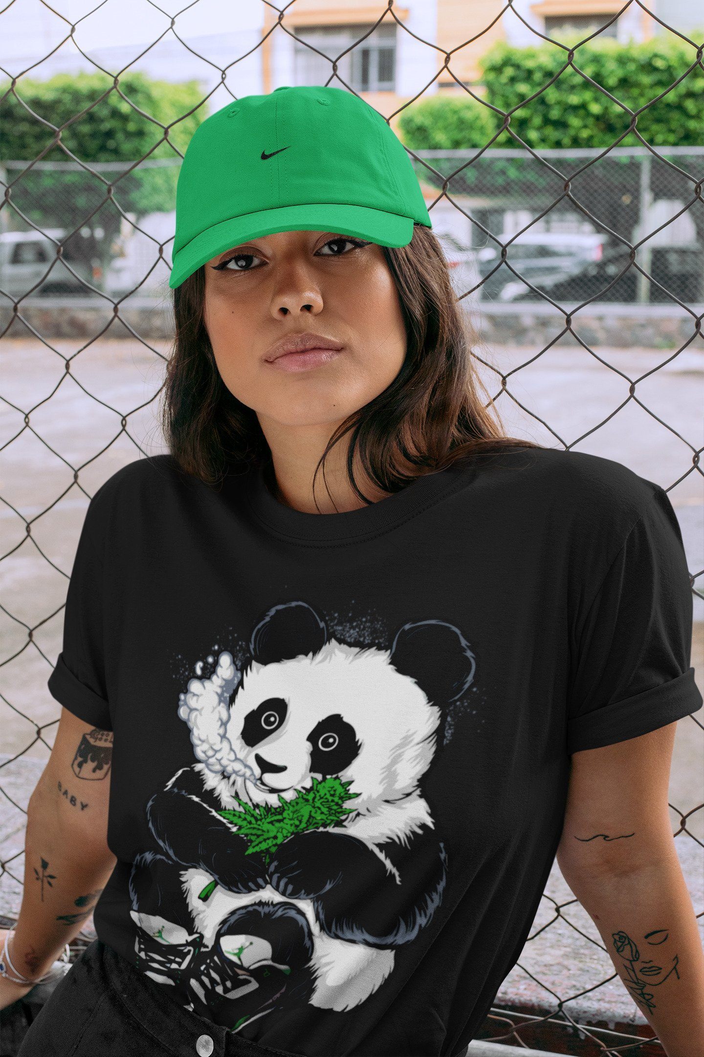 Smoking Panda Unisex Tops - Air Jordan 3 Pine Green