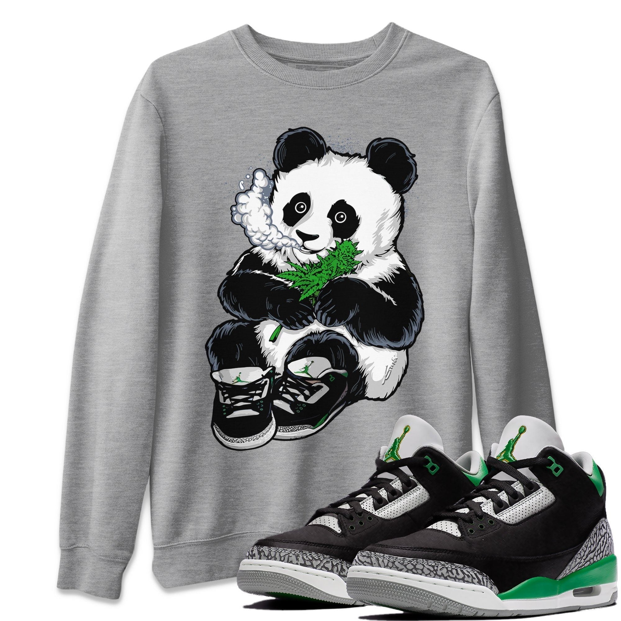 Smoking Panda Unisex Tops - Air Jordan 3 Pine Green