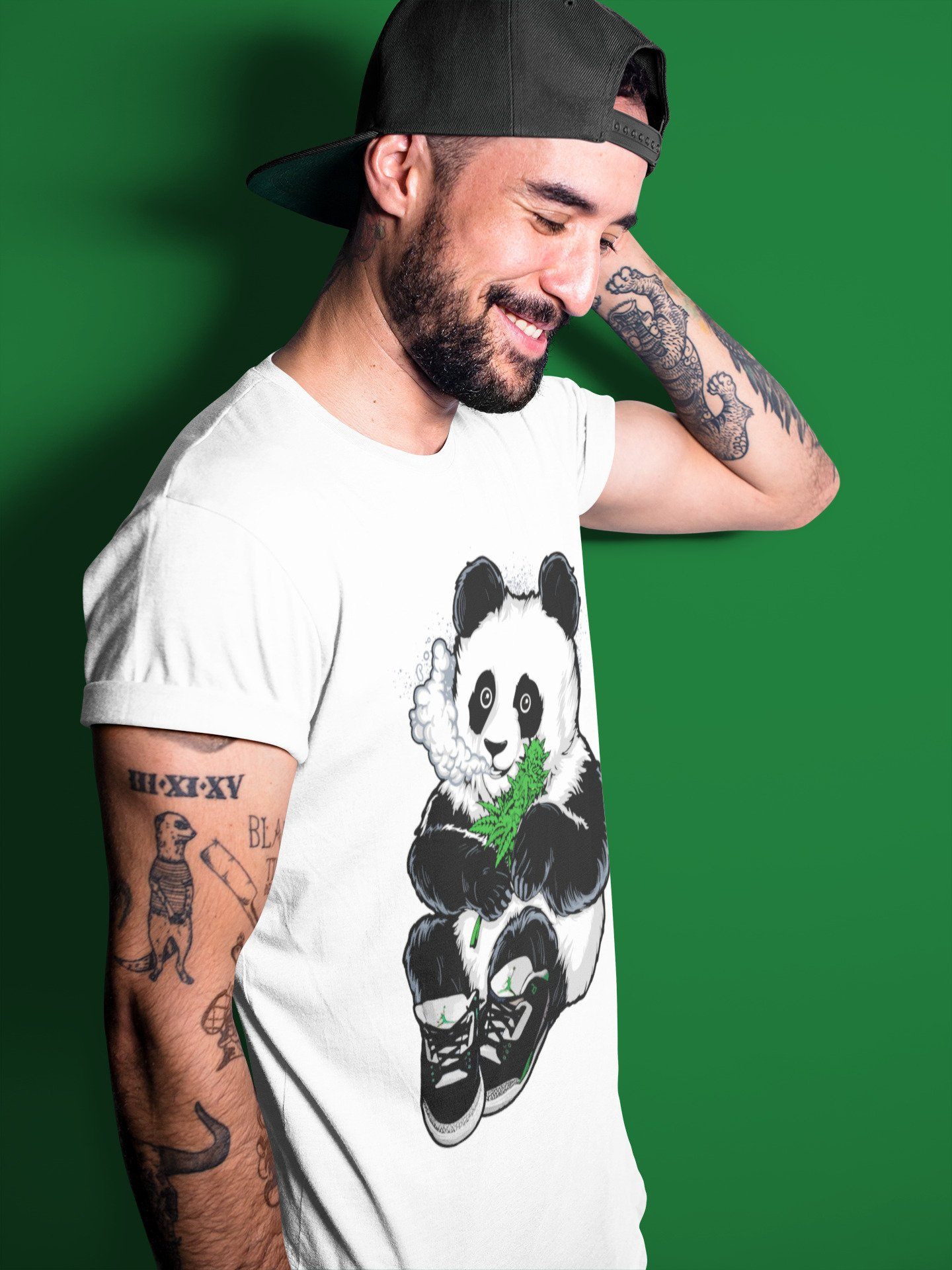 Smoking Panda Unisex Tops - Air Jordan 3 Pine Green