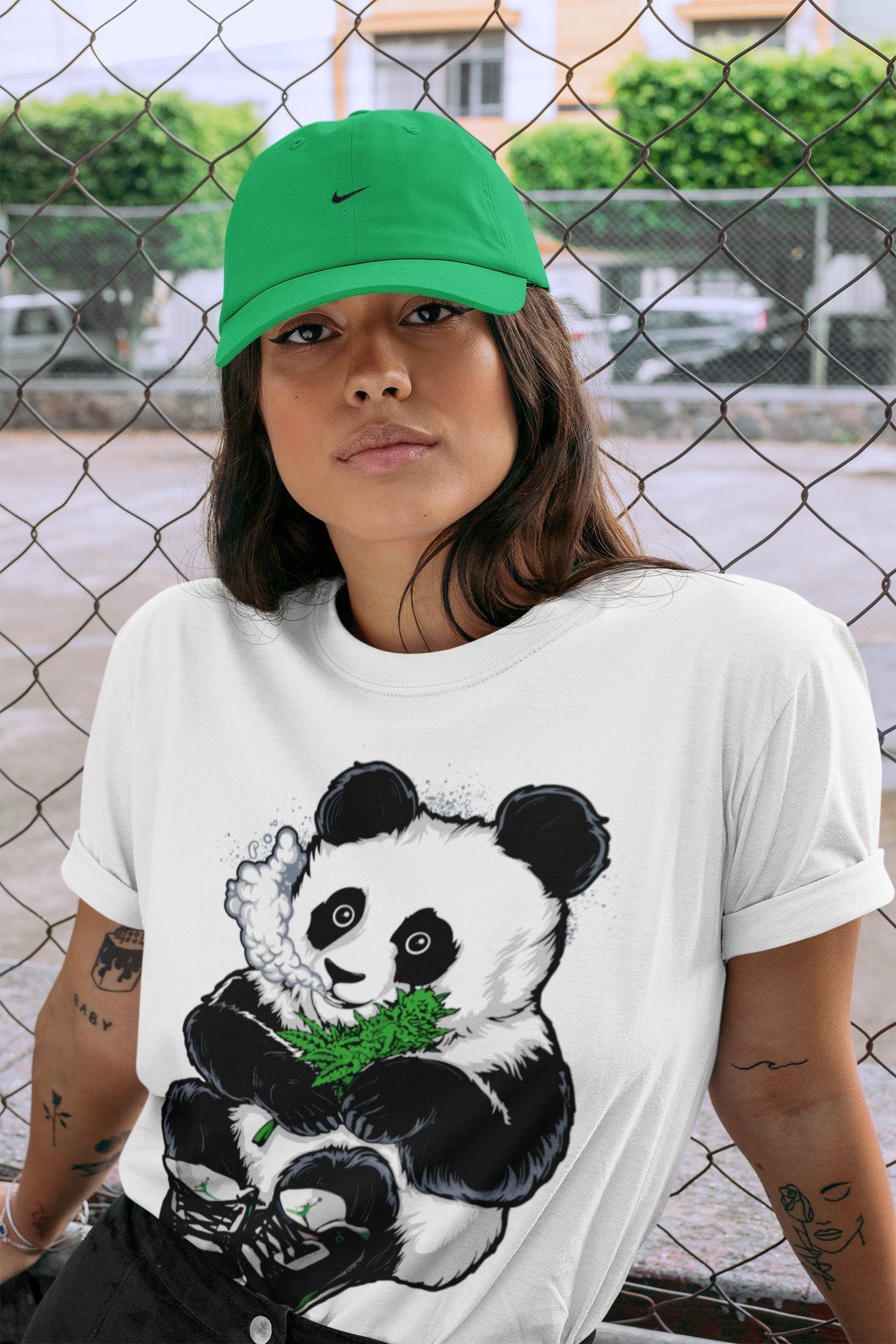 Smoking Panda Unisex Tops - Air Jordan 3 Pine Green