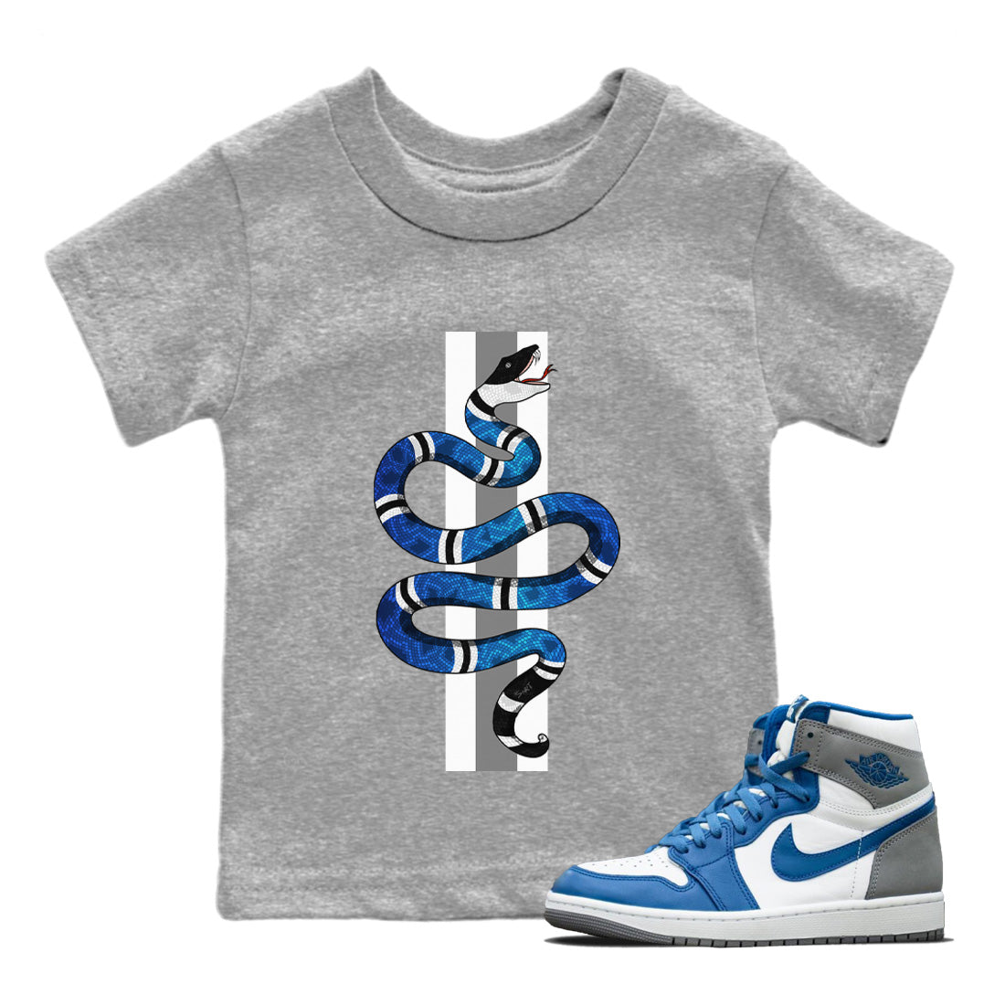 Snake Kids Tops - Air Jordan 1 True Blue