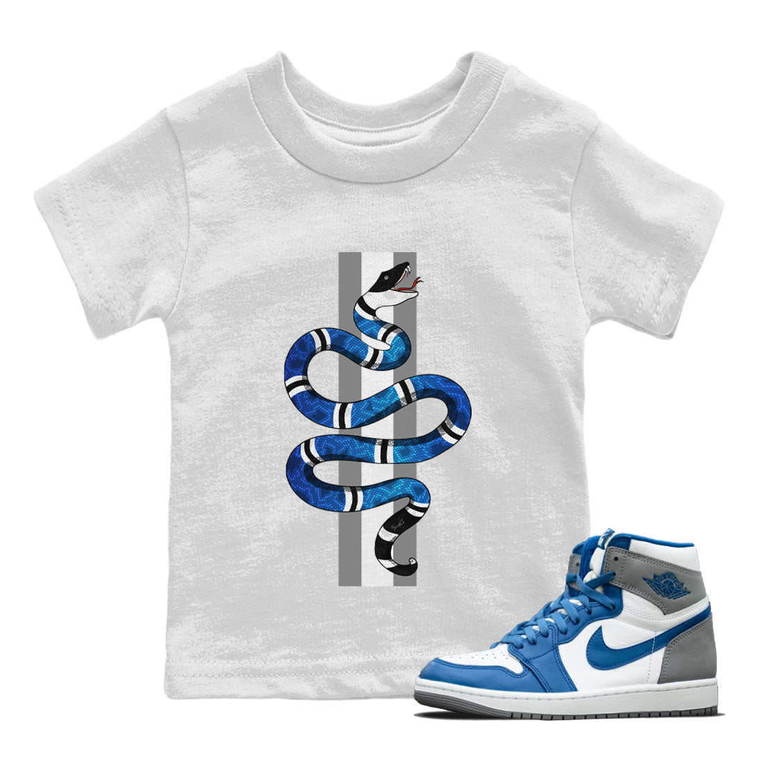 Snake Kids Tops - Air Jordan 1 True Blue