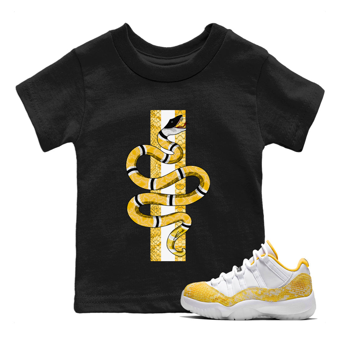 Snake Kids Tops - Air Jordan 11 Yellow Python