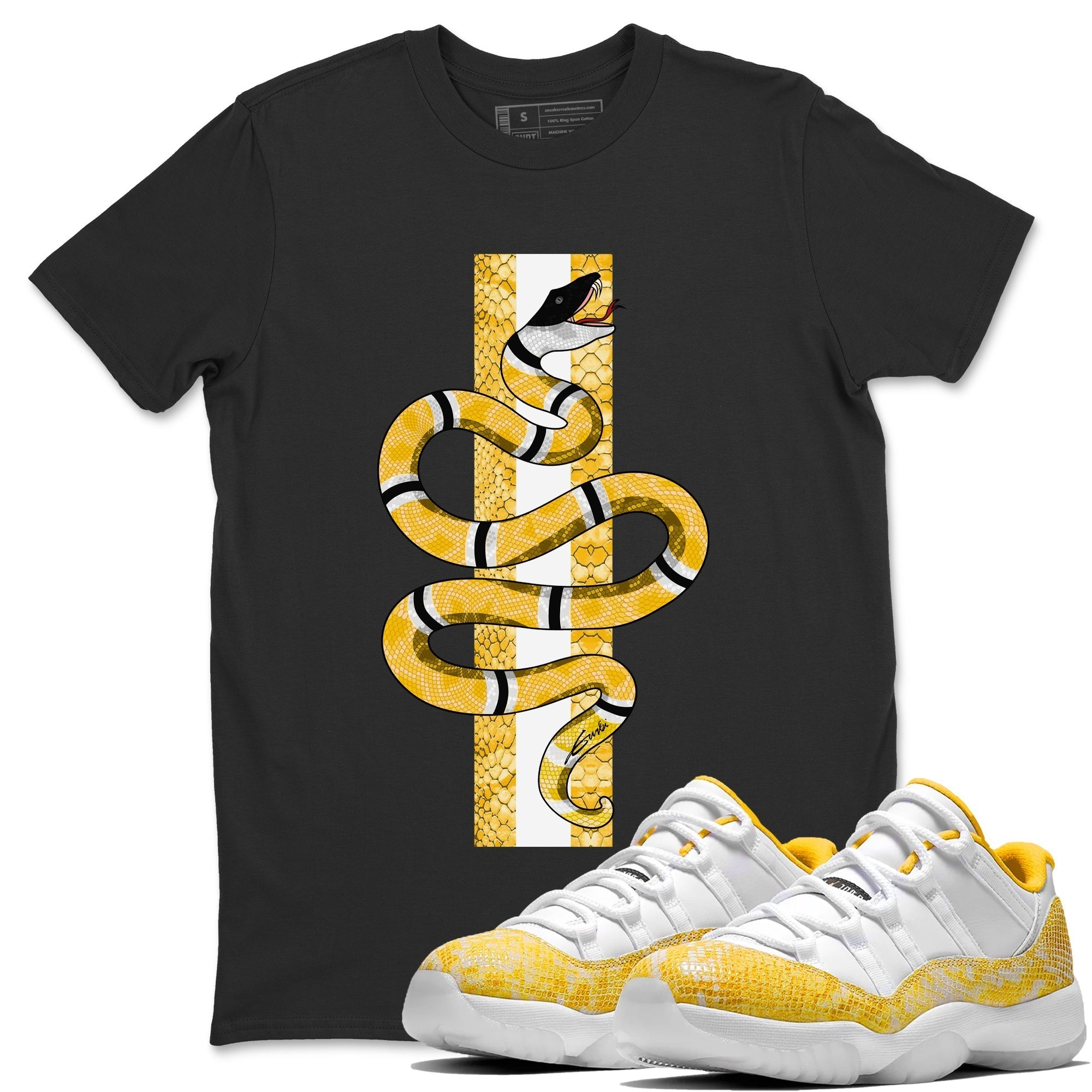 Snake Unisex Tops - Air Jordan 11 Yellow Python