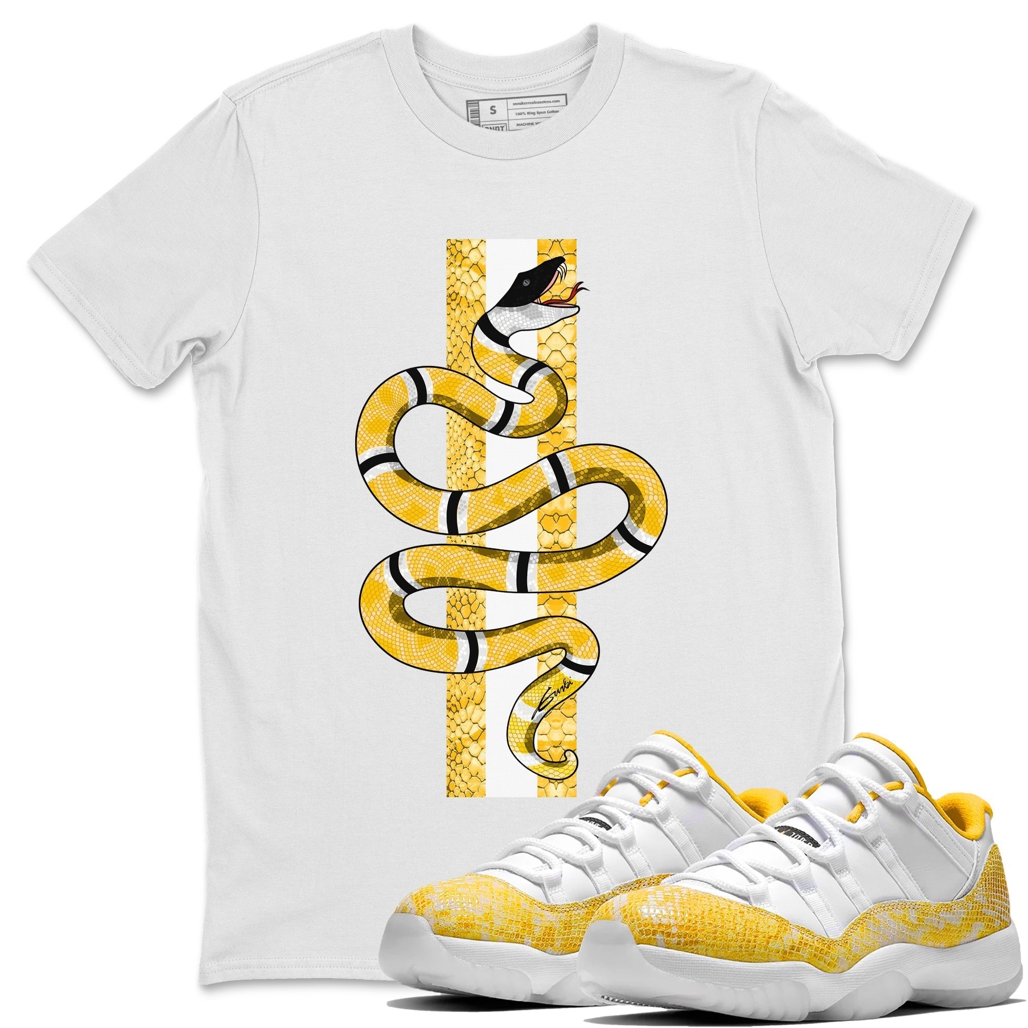 Snake Unisex Tops - Air Jordan 11 Yellow Python
