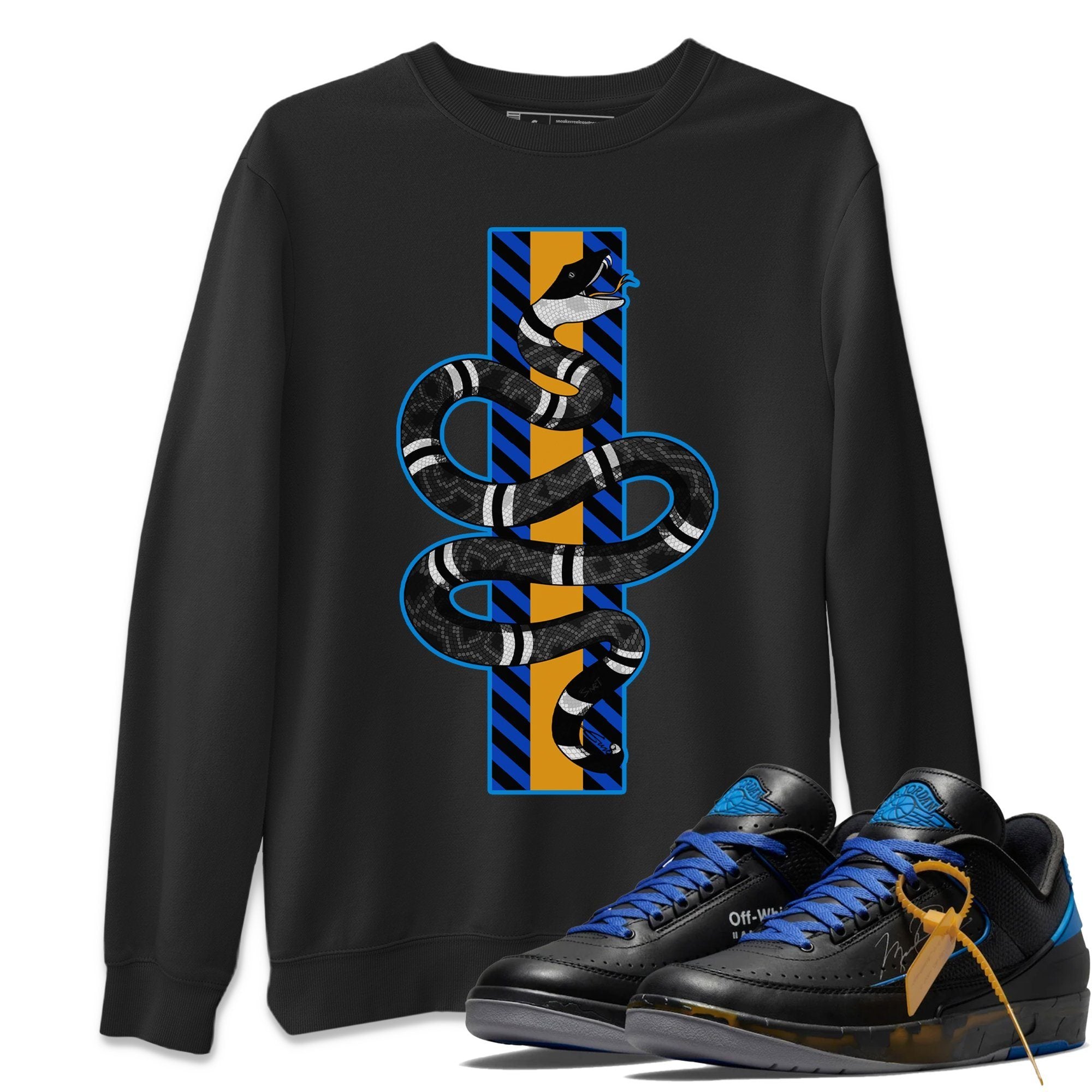 Snake Unisex Tops - Air Jordan 2 OFF-WHITE Black Blue