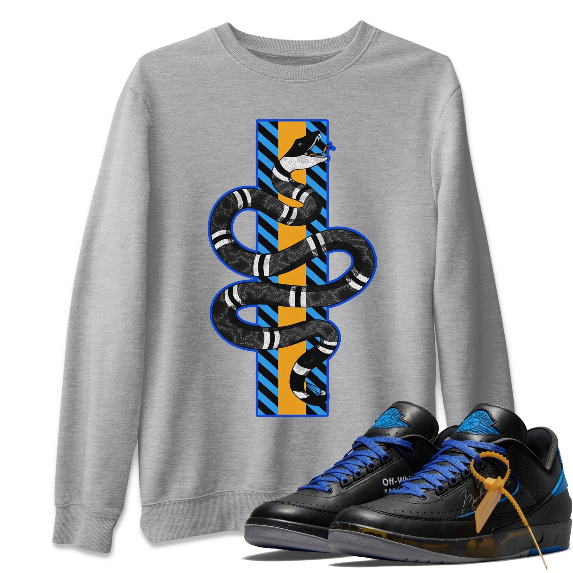 Snake Unisex Tops - Air Jordan 2 OFF-WHITE Black Blue