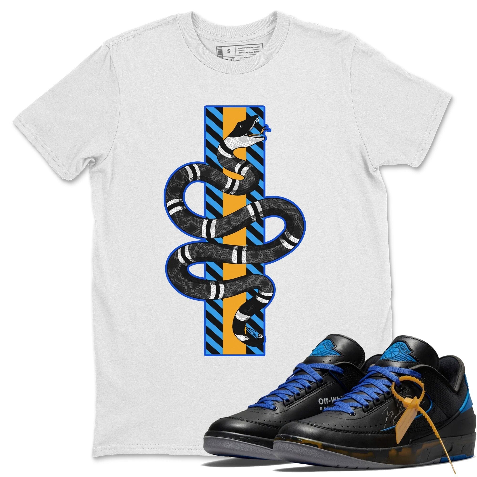 Snake Unisex Tops - Air Jordan 2 OFF-WHITE Black Blue
