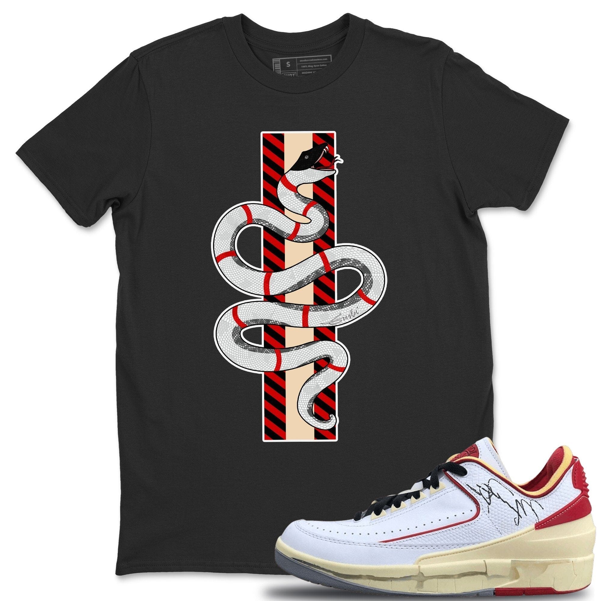 Snake Unisex Tops - Air Jordan 2 OFF-WHITE Varsity Red