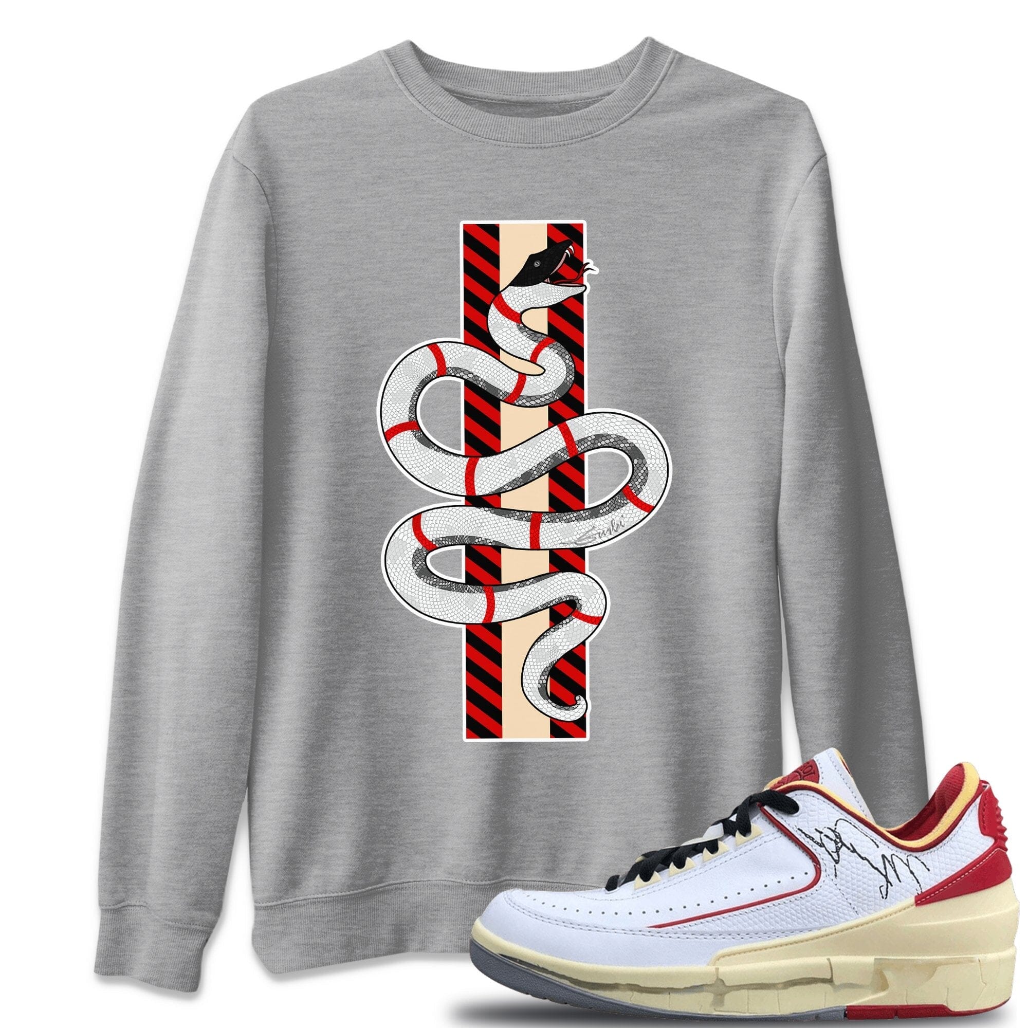 Snake Unisex Tops - Air Jordan 2 OFF-WHITE Varsity Red
