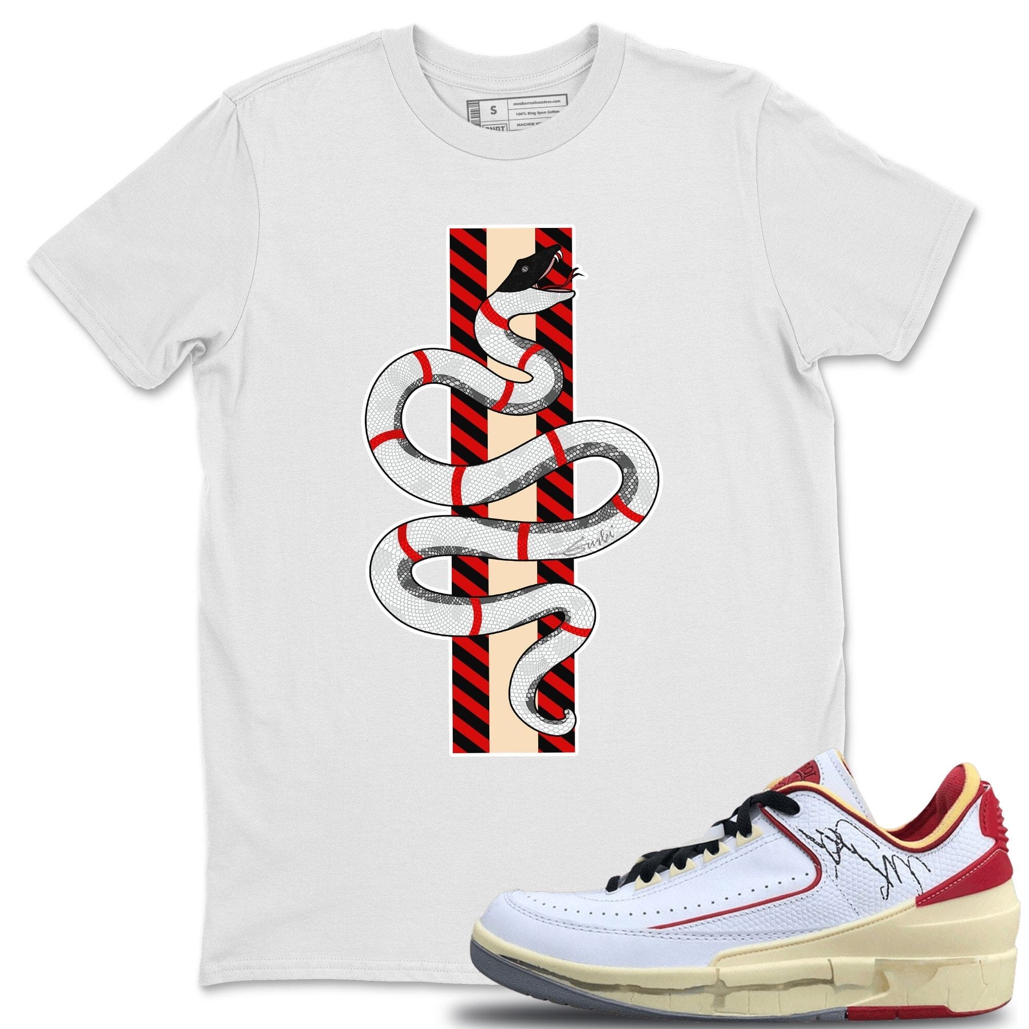 Snake Unisex Tops - Air Jordan 2 OFF-WHITE Varsity Red