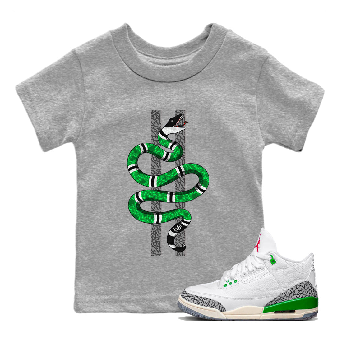 Snake Kids Tops - Air Jordan 3 Lucky Green