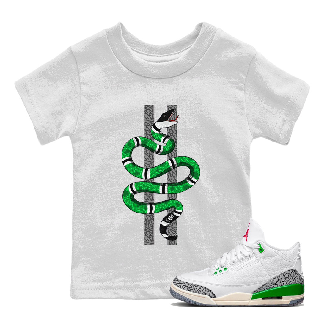 Snake Kids Tops - Air Jordan 3 Lucky Green