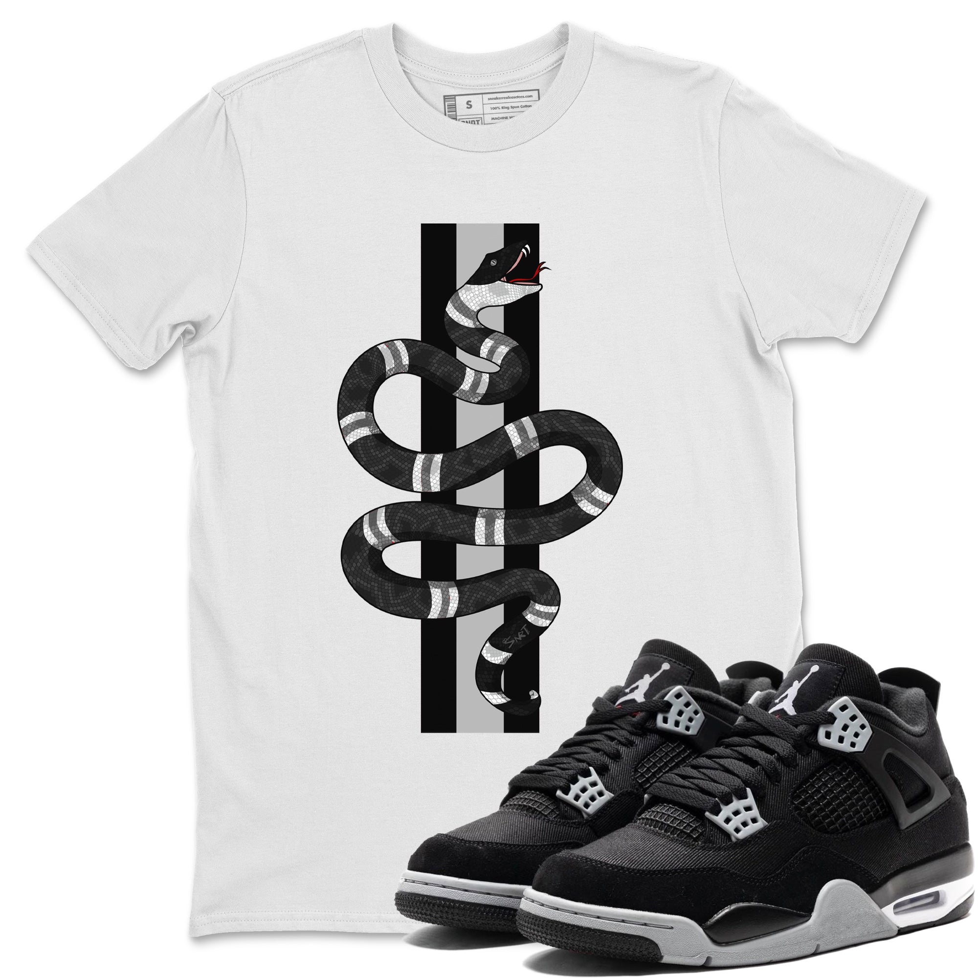 Snake Unisex Tops - Air Jordan 4 Black Canvas