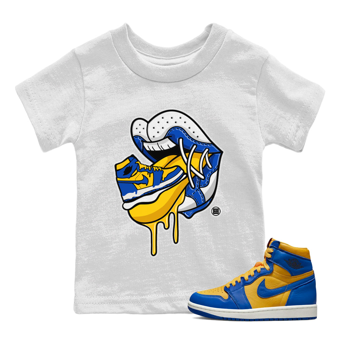 snkmatch Addiction 2 Kids Tops - Air Jordan 1 Game Royal Varsity Maize