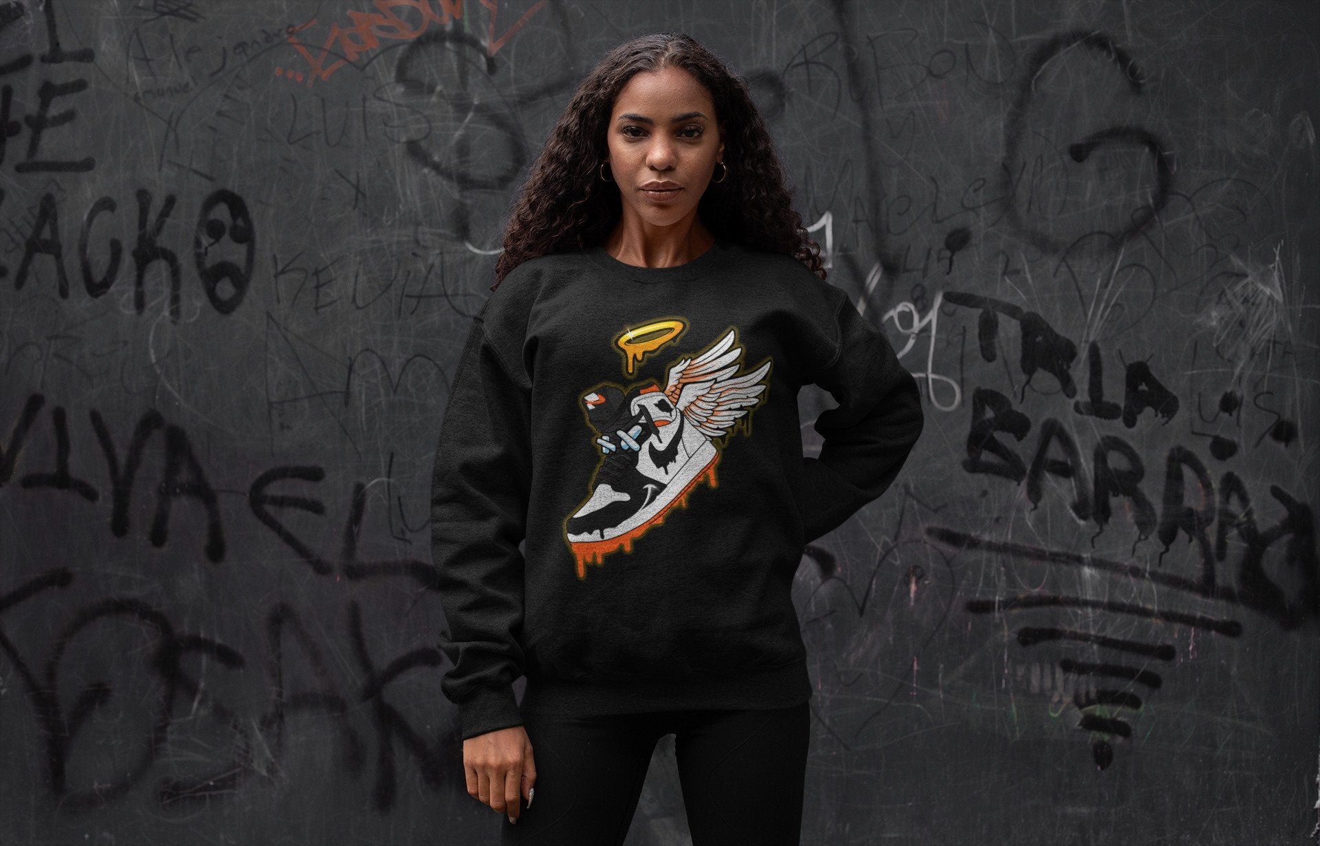 snkmatch Angel Unisex Tops - Air Jordan 1 Electro Orange