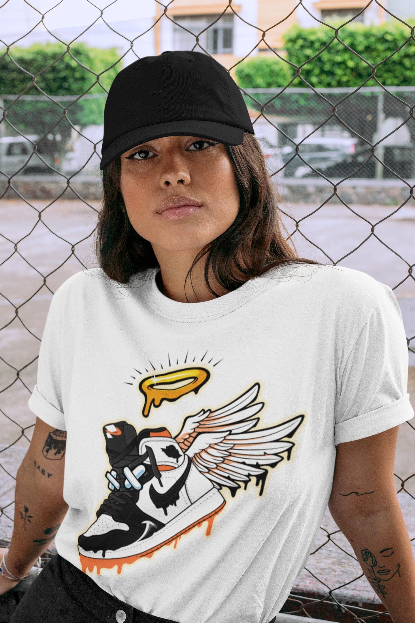 snkmatch Angel Unisex Tops - Air Jordan 1 Electro Orange