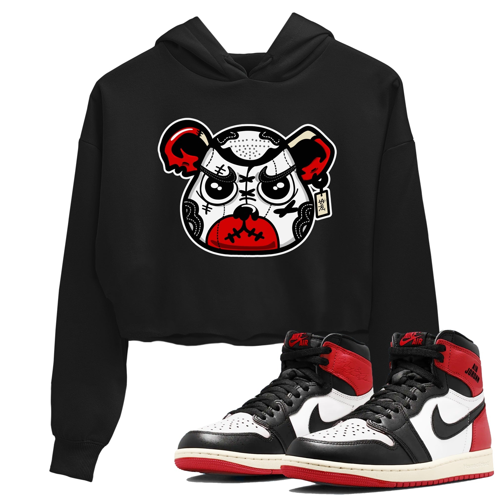 snkmatch Bear Face snkmatch Women's Top - Air Jordan 1 Black Toe Reimagined